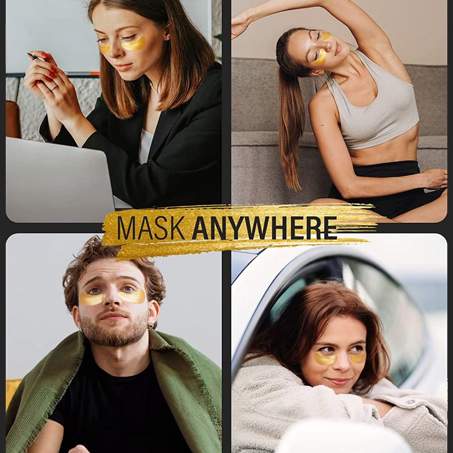 24K Gold Under Eye Patches - 30 Pairs, Collagen Eye Masks for Dark Circles & Puf5