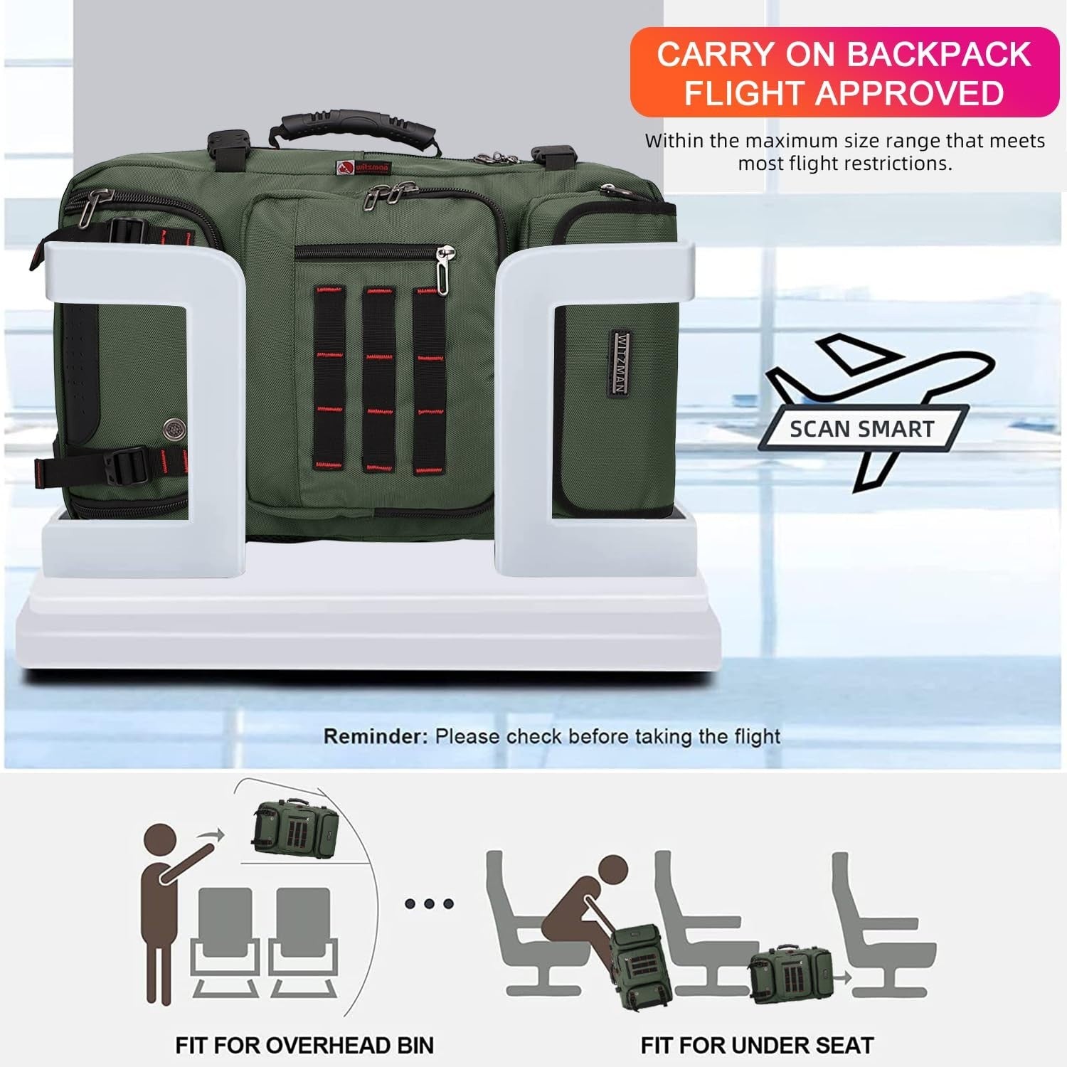 Travel Backpack for Men, Airline Approved Carry On, Fits 16" Laptop, Durable & S6