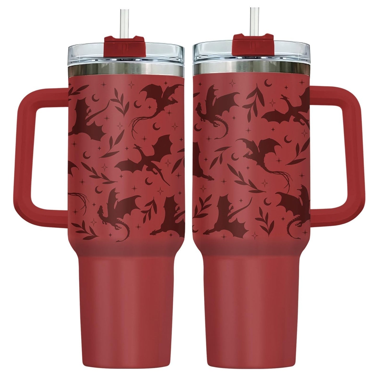 40oz Fantasy Dragon Tumbler with Handle & Straw   Insulated Travel Mug for Coffe1