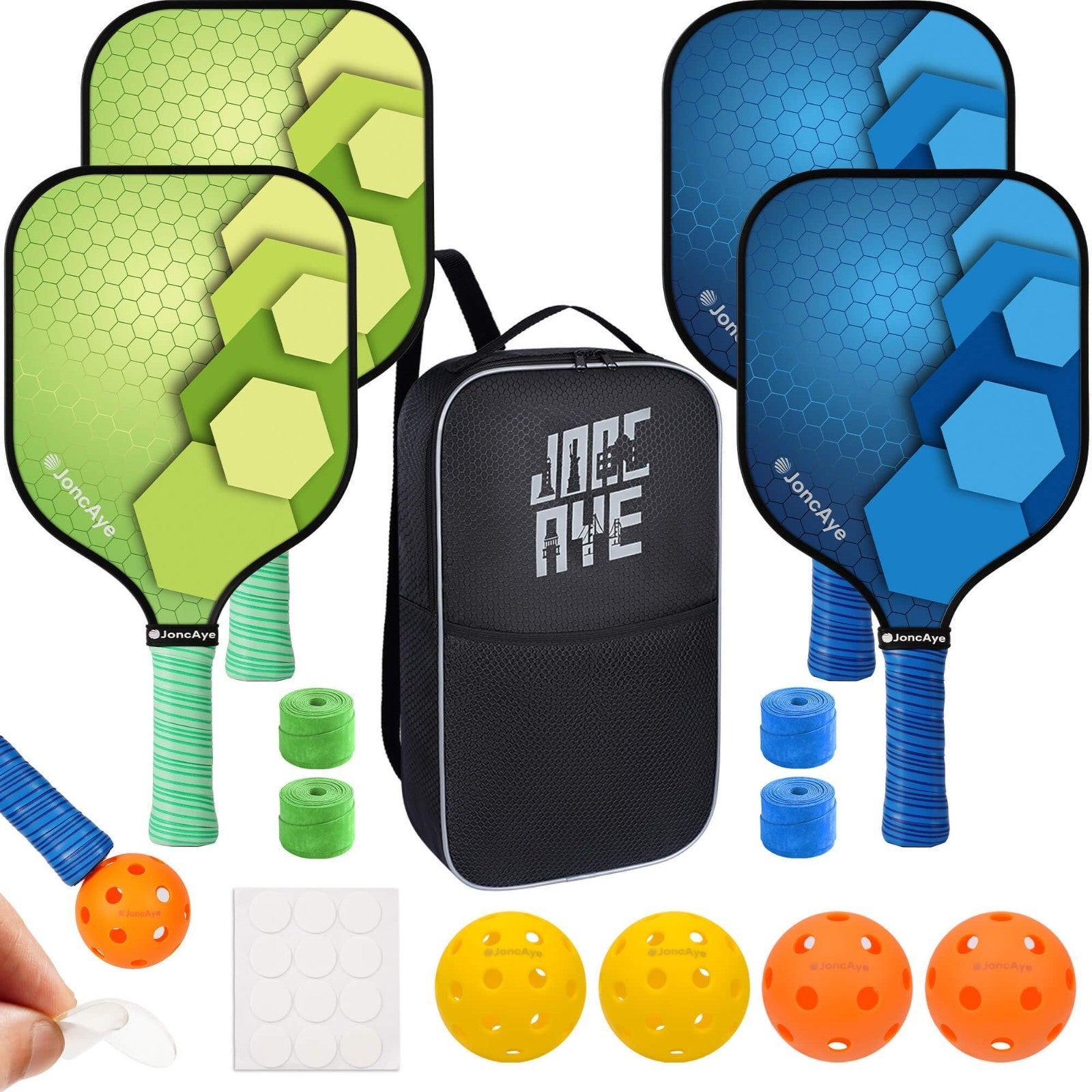 Pickleball Paddle Set of 4 or 2 - USAPA Approved Lightweight Rackets & Balls for1