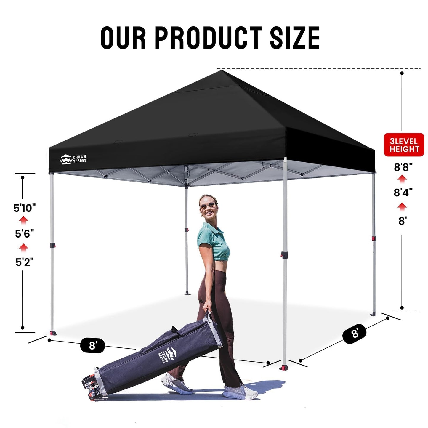 8x8 Pop Up Canopy Tent   One Push Setup, Easy Outdoor Sun Shade for Events, Part2