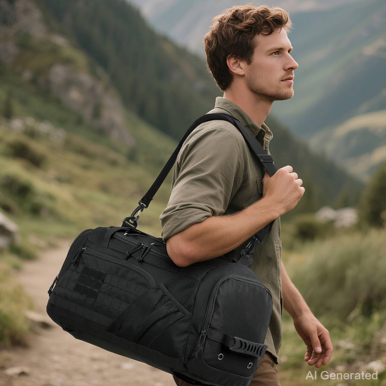 Multi Functional 45L Tactical Gym Duffle Bag Backpack with Shoe Compartment & We1