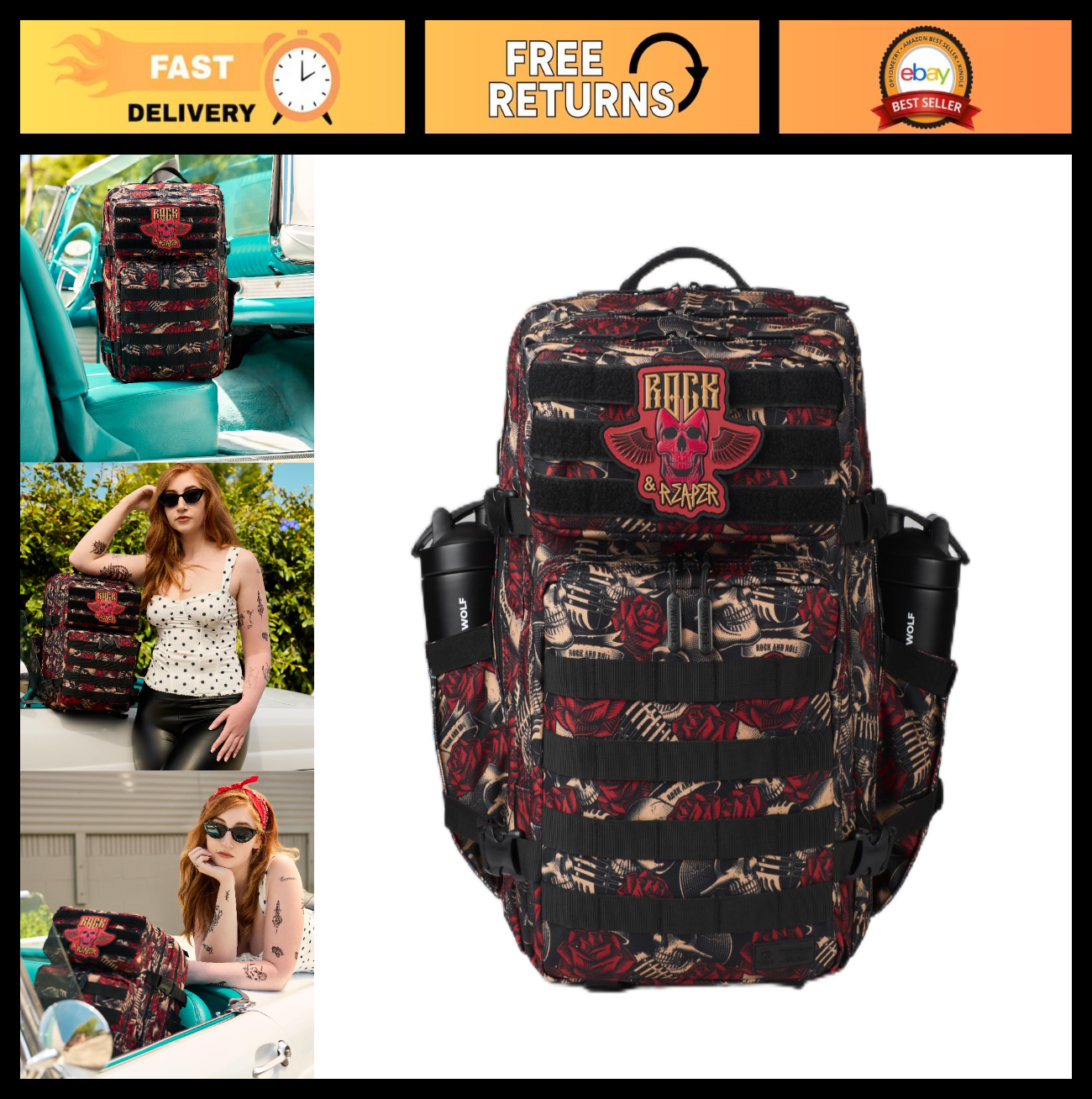Durable 45L Waterproof Gym Backpack   1000D Oxford, MOLLE Webbing, Laptop Pocket0