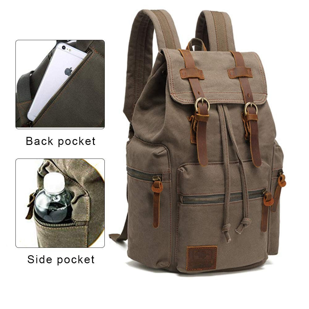 High Capacity Vintage Canvas Backpack for School Travel, 12 15" Laptop Rucksack5