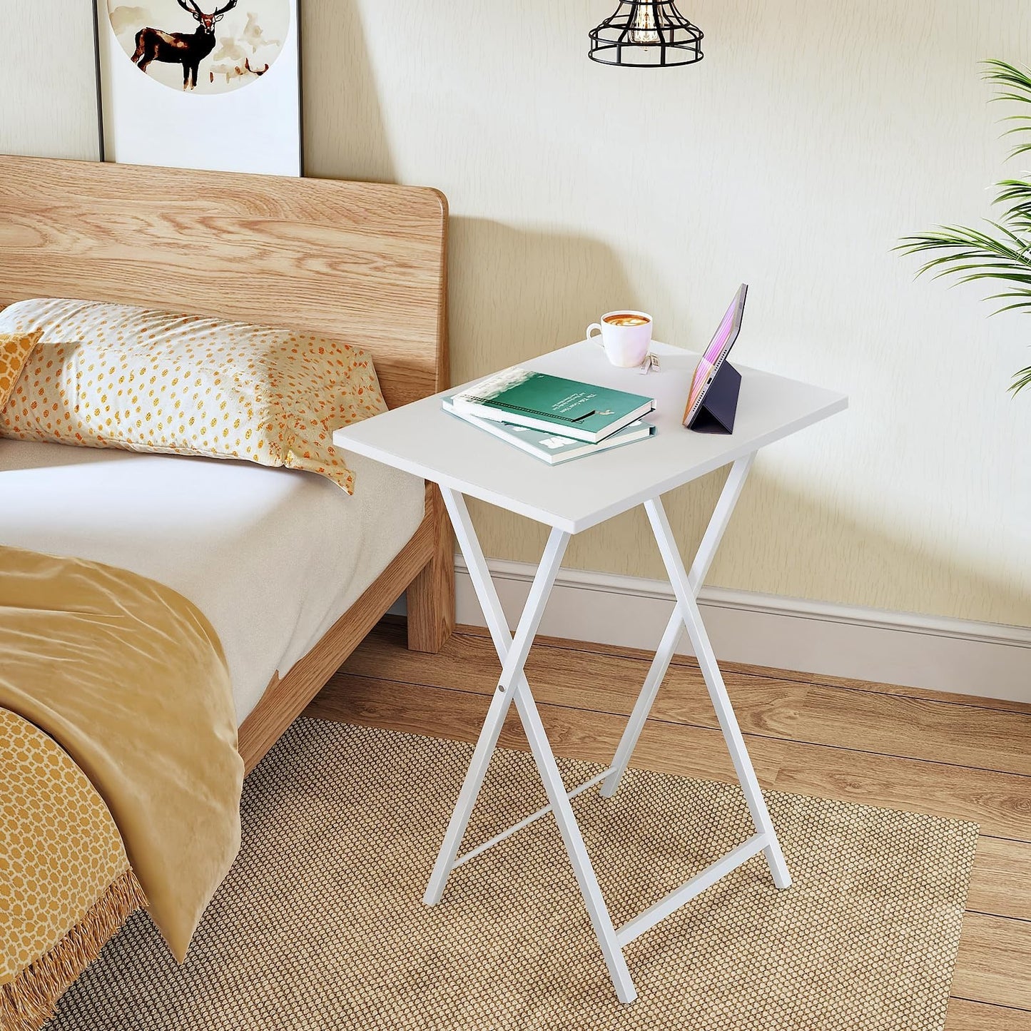 Set of 2 Folding Snack Tables for Small Spaces - Industrial Style, Easy Assembly3