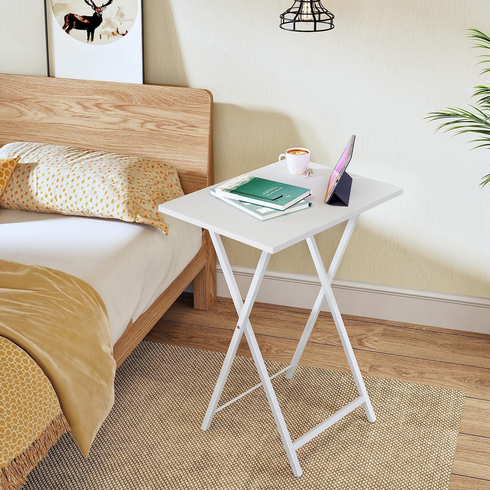 Set of 2 Folding Snack Tables for Small Spaces - Industrial Style, Easy Assembly3