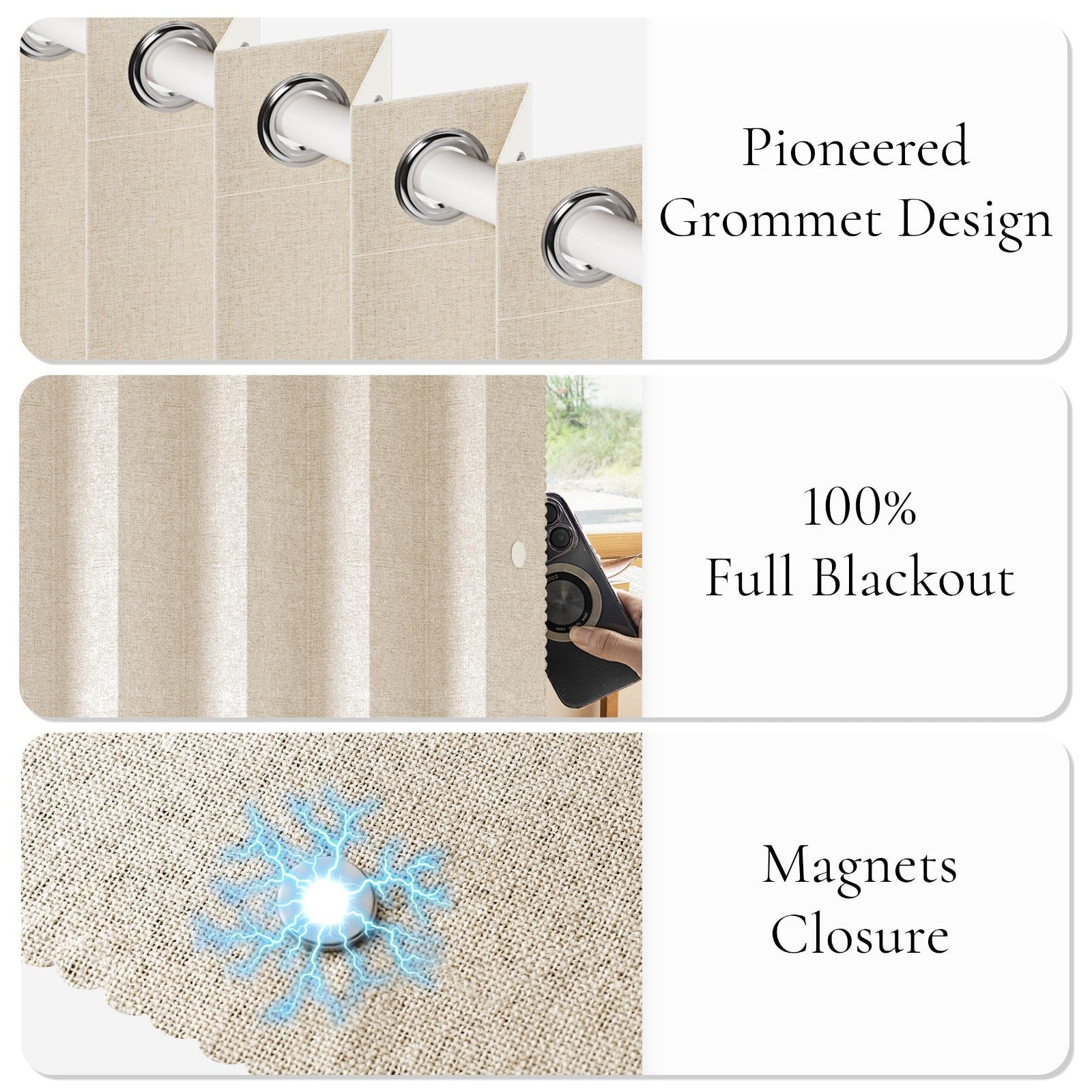 Accordion Door Curtains for Doorways, Privacy Fabric Panel, 1 Panel W100 x L84,5