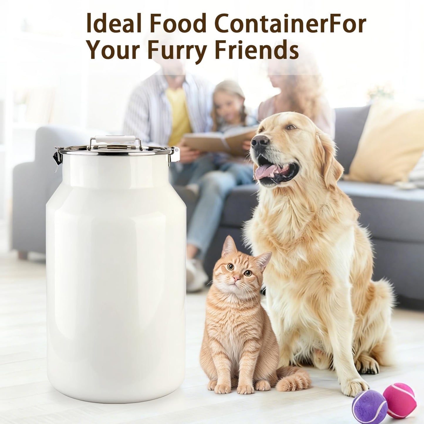 Large Stainless Steel Pet Food Storage Container 40 lb   Dog & Cat Supplies6