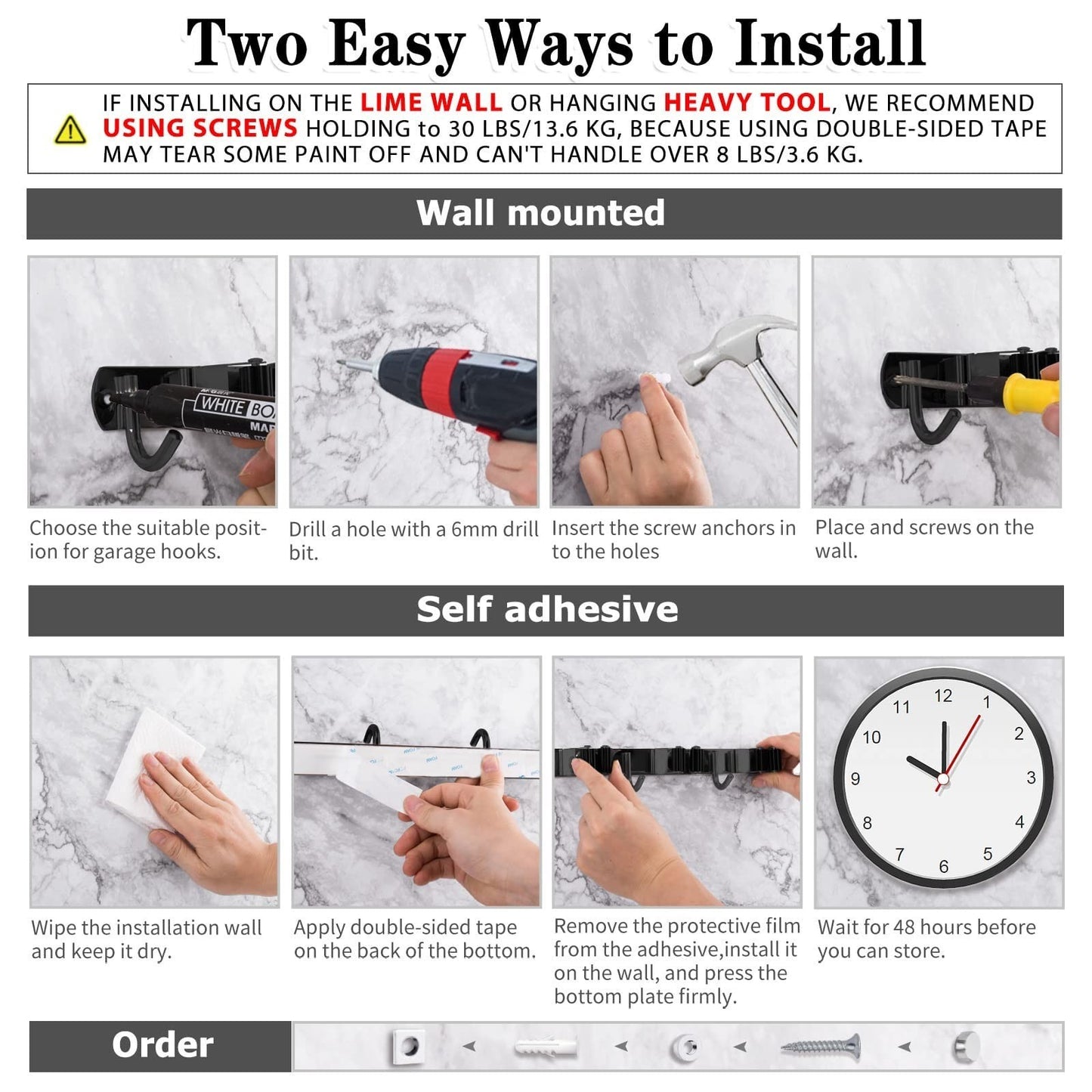 2 Pack Wall Mount Broom Holder, 5 Racks & 4 Hooks for Mop Storage, Space Saver4