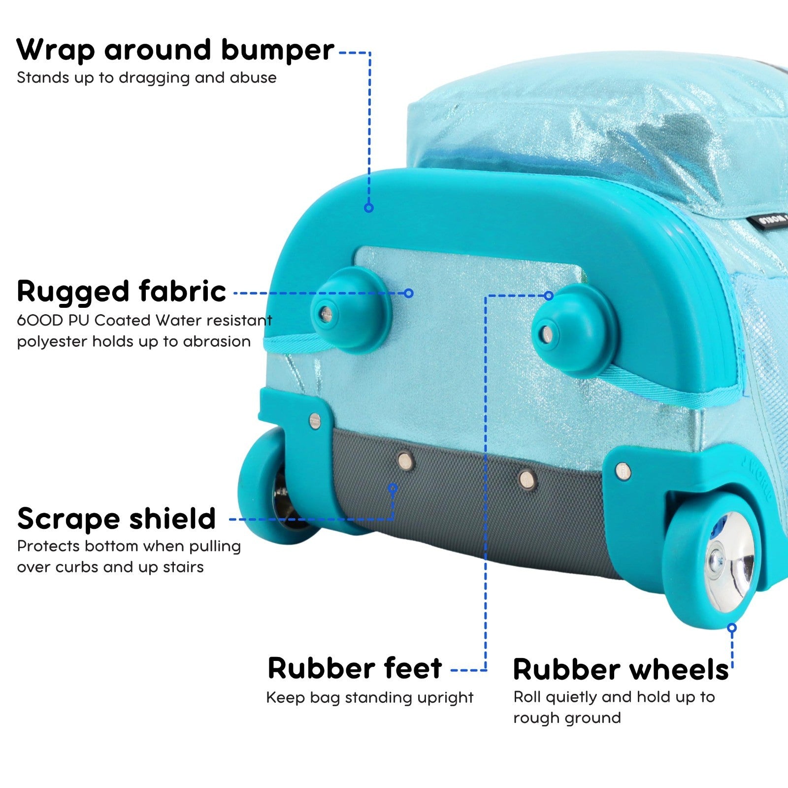 Kids Rolling Backpack with Wheels, School Roller Bookbag for Girls & Boys, 18"x13