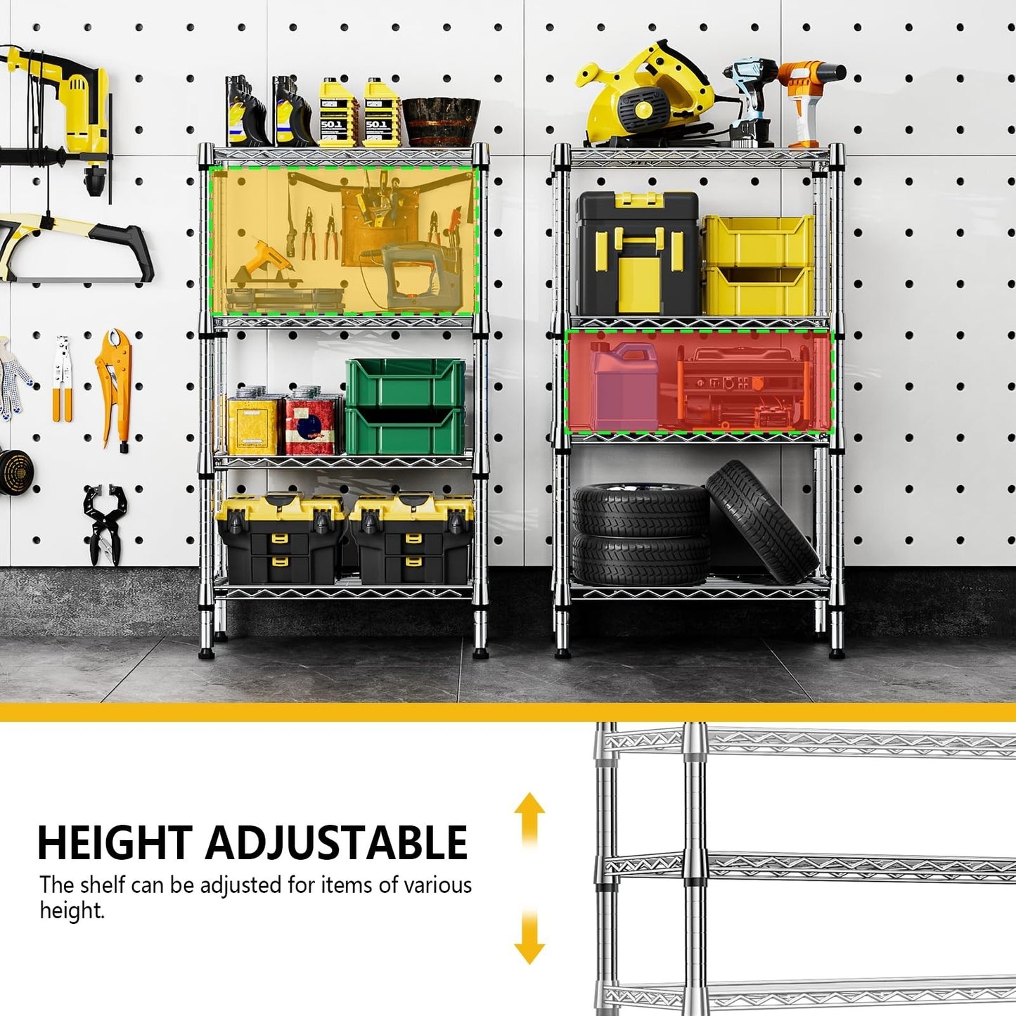 1000 lbs 4 Tier Metal Wire Storage Shelves   Garage, Kitchen, Bathroom Organizer6