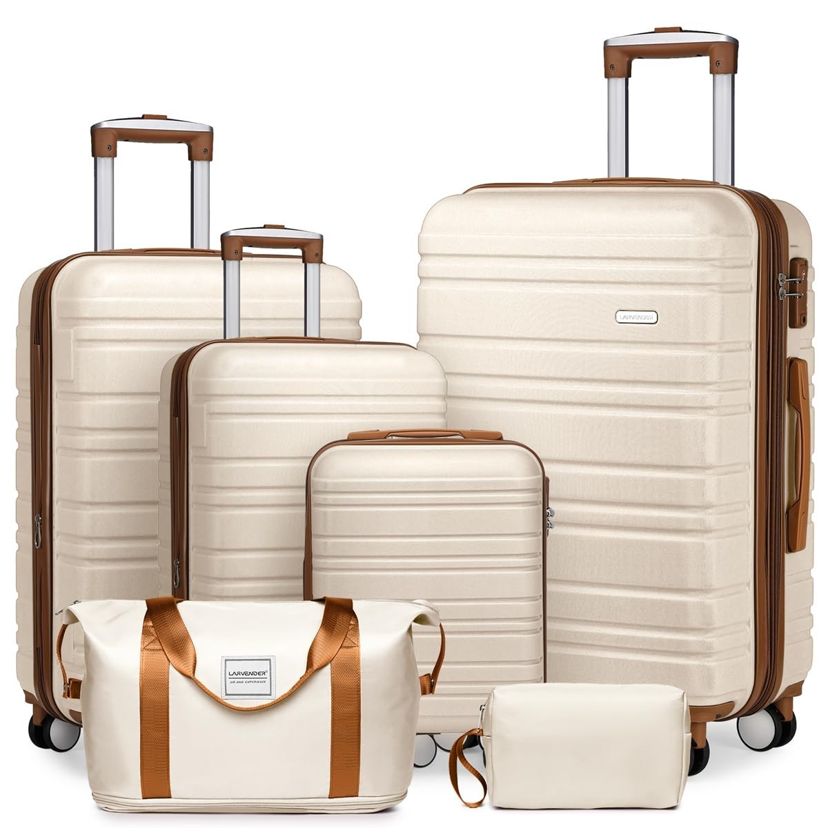 Expandable 6-Piece Luggage Set with Smooth 360° Wheels, TSA Lock, Lightweight Ha1