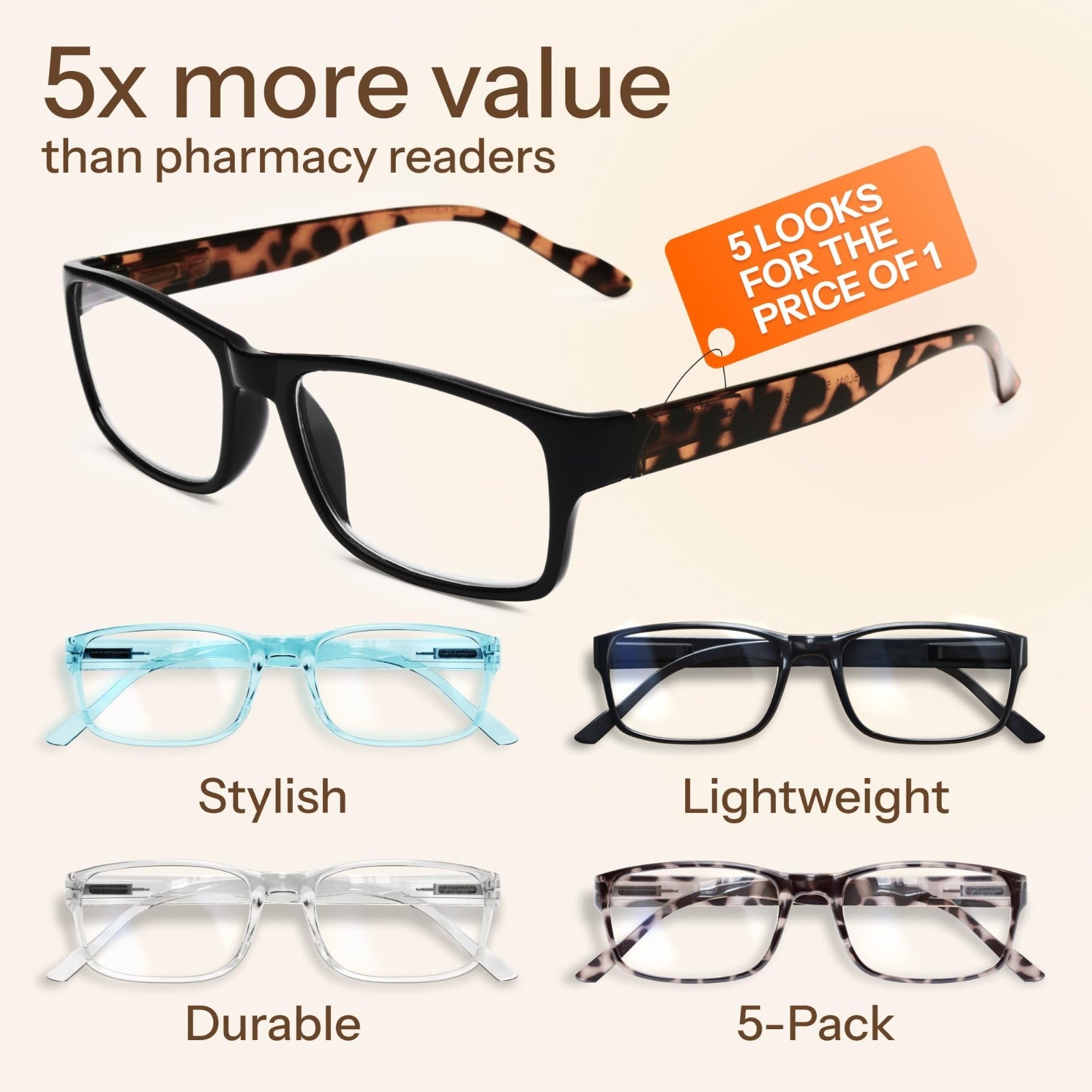 2.5x Professional Reading Glasses - Blue Light Blocking Computer Readers - FSA/H4