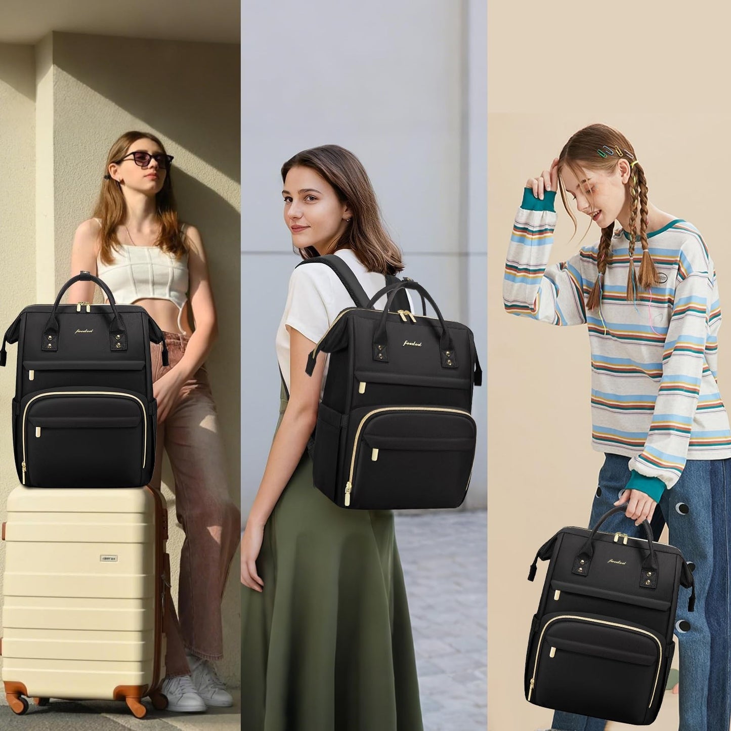 Waterproof 17.3" Laptop Backpack for Women   Professional Work & Travel Bag, Bla6