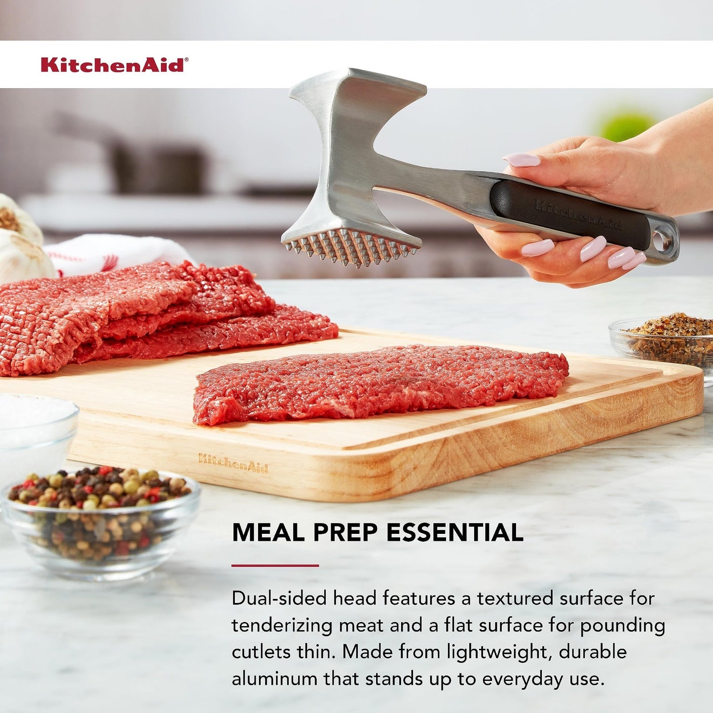 Multi Sided Meat Tenderizer for Pounding Meats, Nuts & Shellfish   Easy Storage,4
