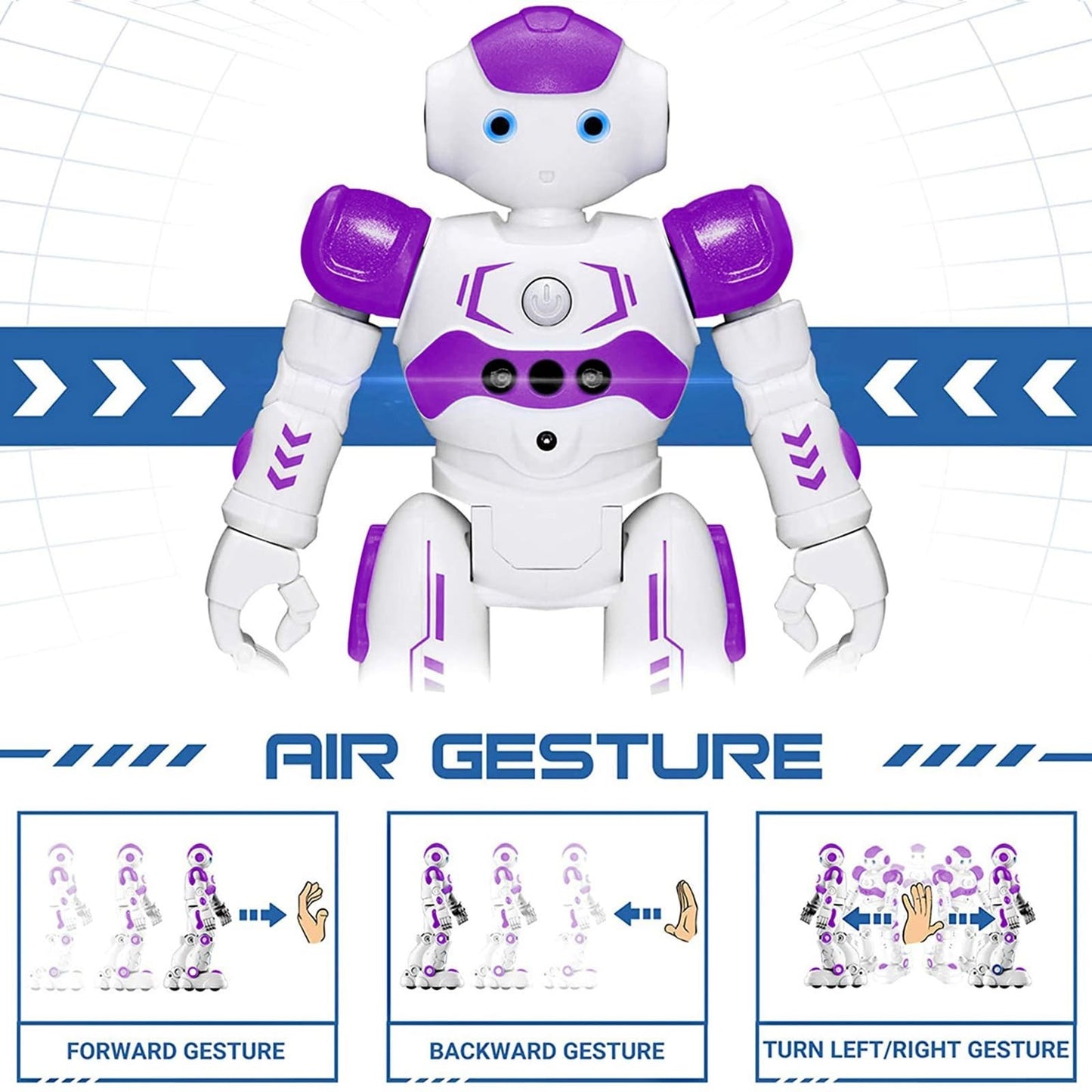 Programmable RC Robot Toy for Kids   Gesture Control Smart Robot, Ages 3 8, Purp3
