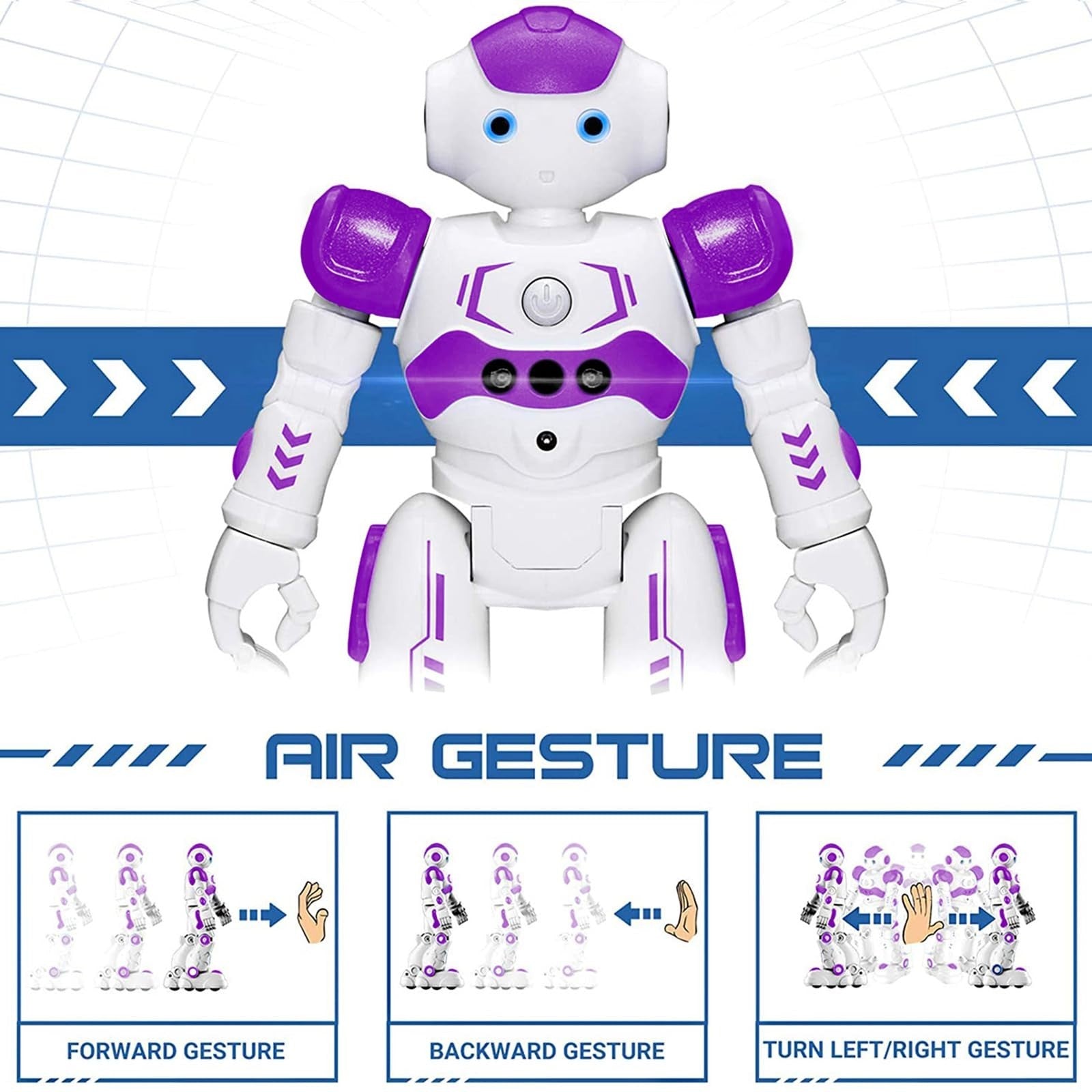 Programmable RC Robot Toy for Kids   Gesture Control Smart Robot, Ages 3 8, Purp3