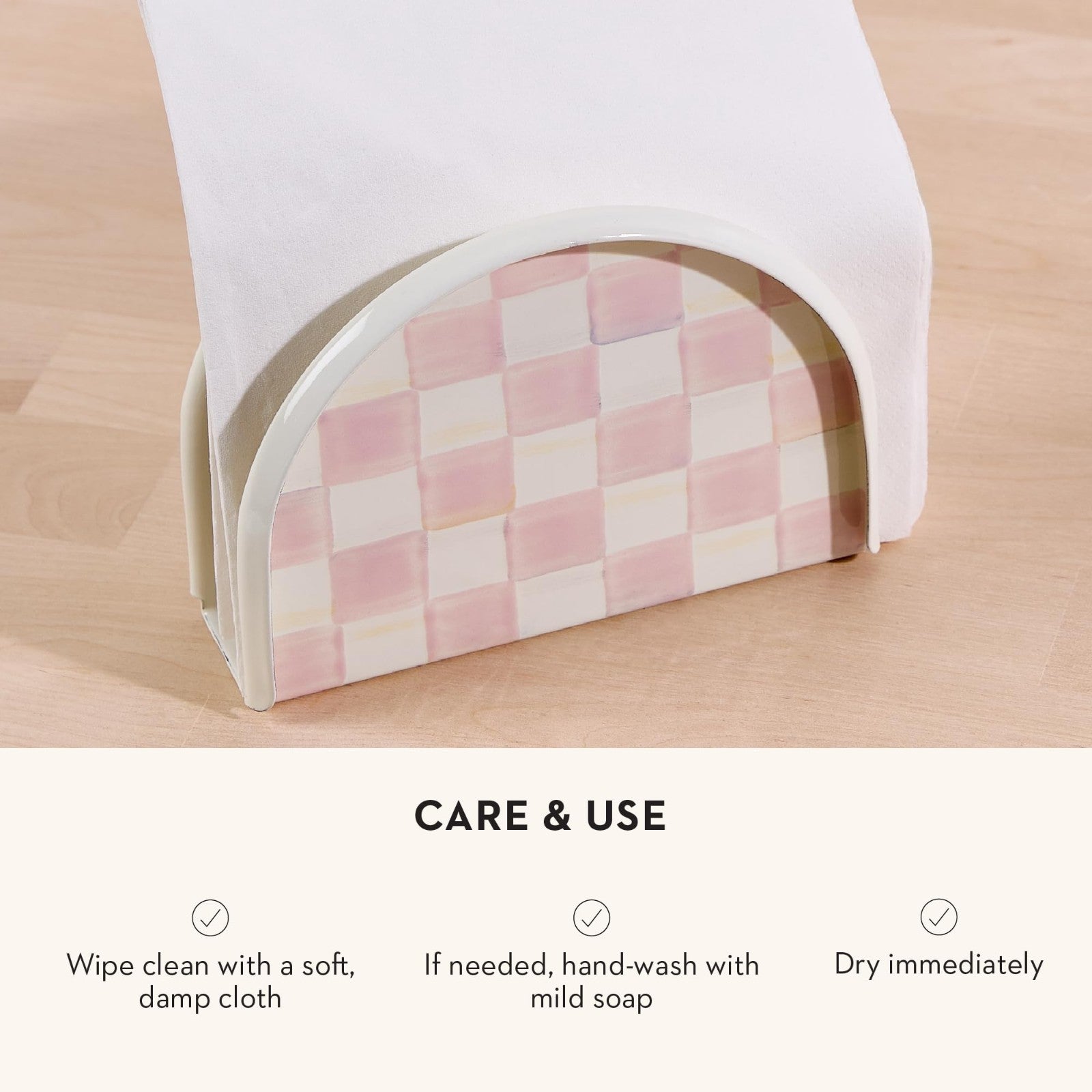 Optimized eBay Title:  "Stylish Pink-and-White Enamel Napkin Holder for Kitchen5