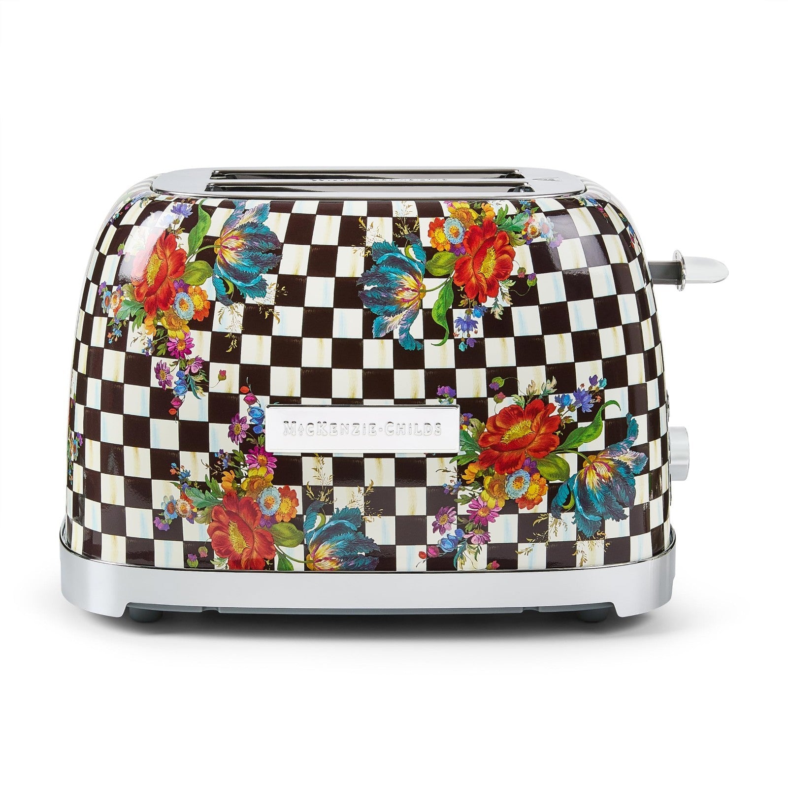 Decorative 2-Slice Toaster for Kitchen - Black & White Floral Design, Stylish Ap1