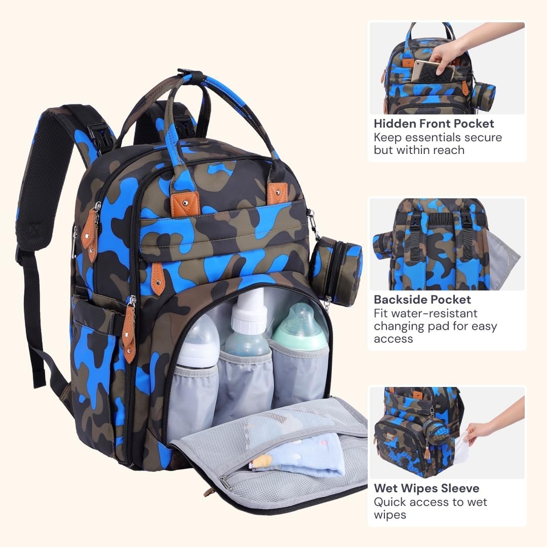 Multi Function Water Resistant Diaper Bag Backpack   Baby Travel Tote, Changing5