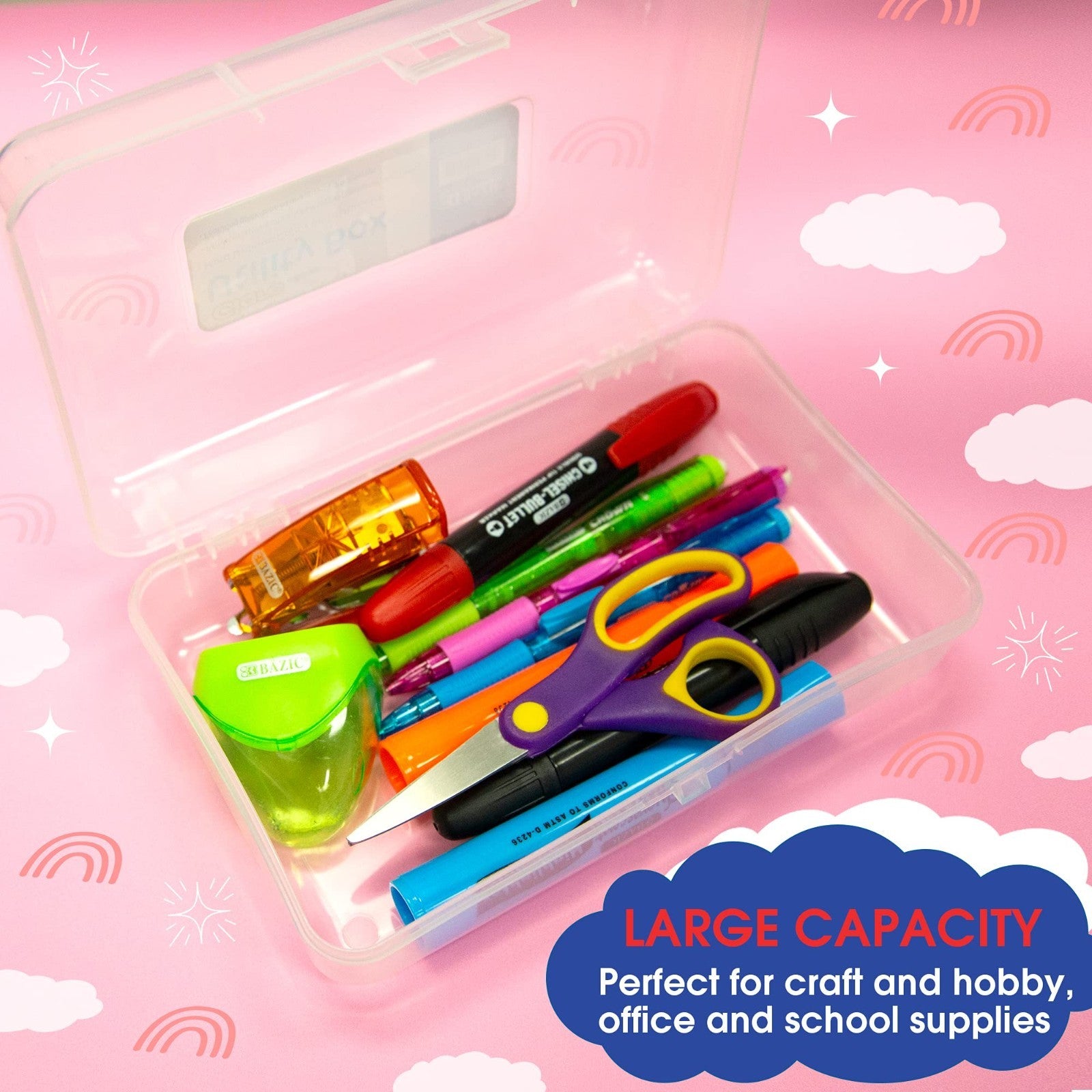 Clear Multipurpose Pencil Box Set   Stackable Storage Organizer, 4 Pack4