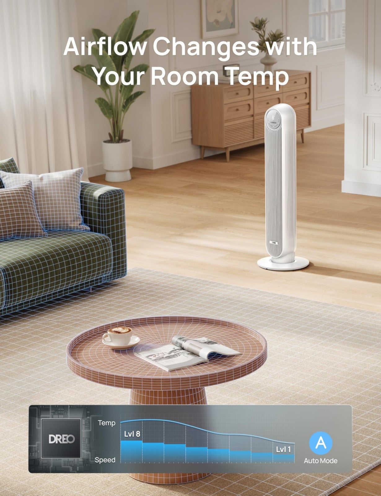 Ultra Quiet Bladeless Tower Fan   28ft/s Speed, 90° Oscillation, 8 Modes, Remote7