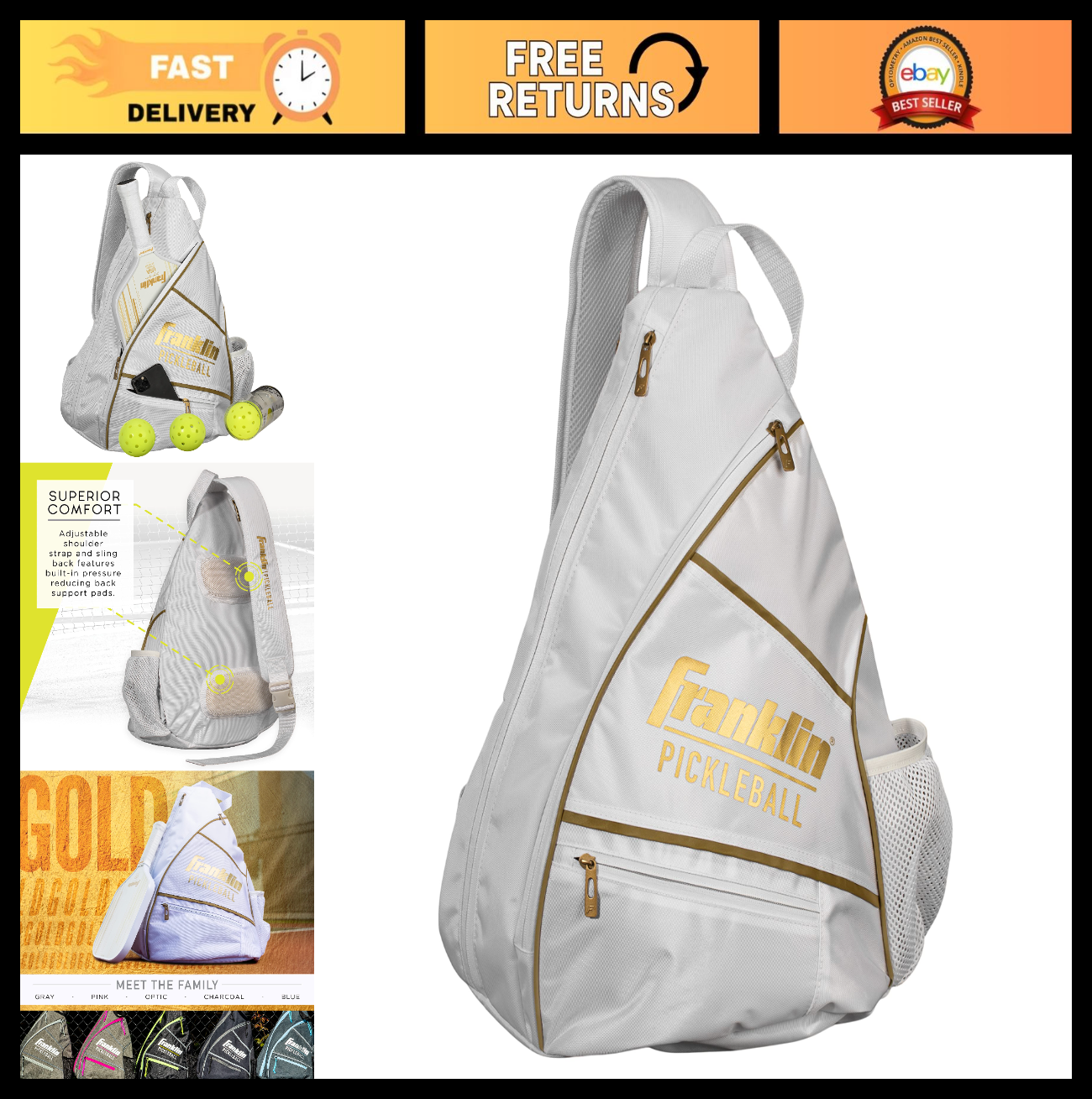 Pickleball Sling Bag Backpack - Lightweight, Durable, Adjustable Straps, Storage0