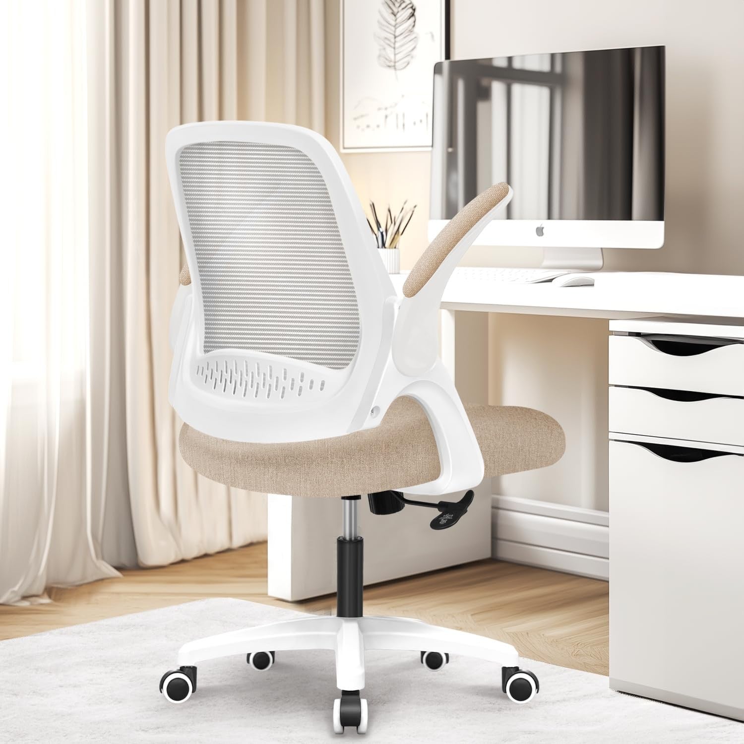 Ergonomic Mesh Office Desk Chair with Flip Up Armrests, Lumbar Support, Height A6