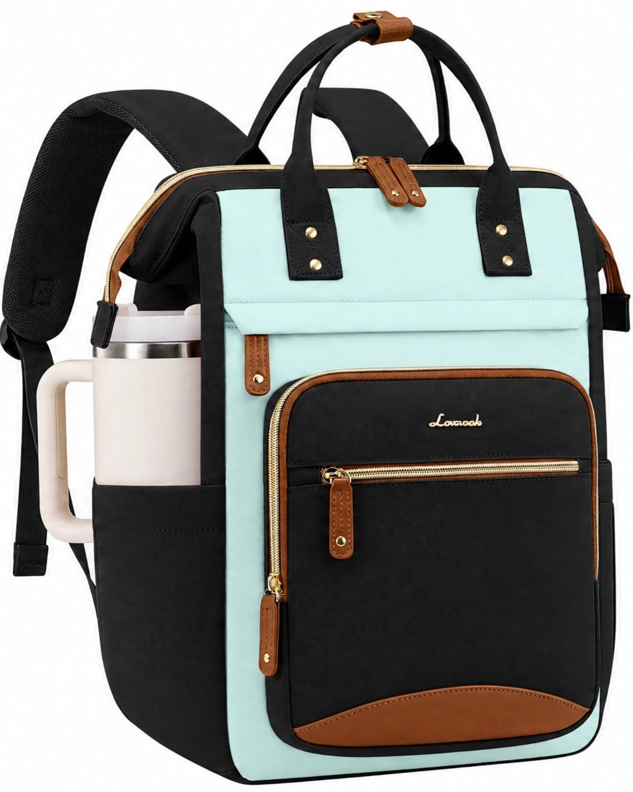 Stylish Laptop Backpack for Women, Large Capacity Work Bag, Waterproof 15.6" Com1