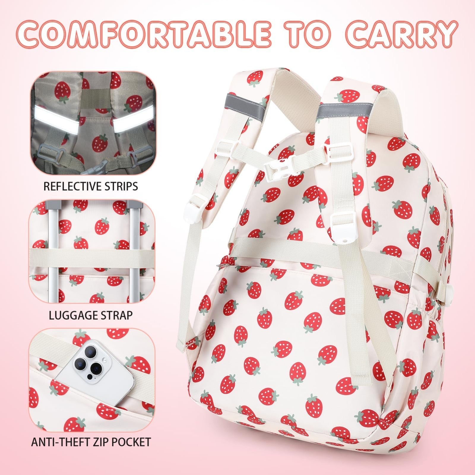 4PCS Girls Backpack Set with Lunch Box & Pencil Case, Stylish School Bag for Kid4