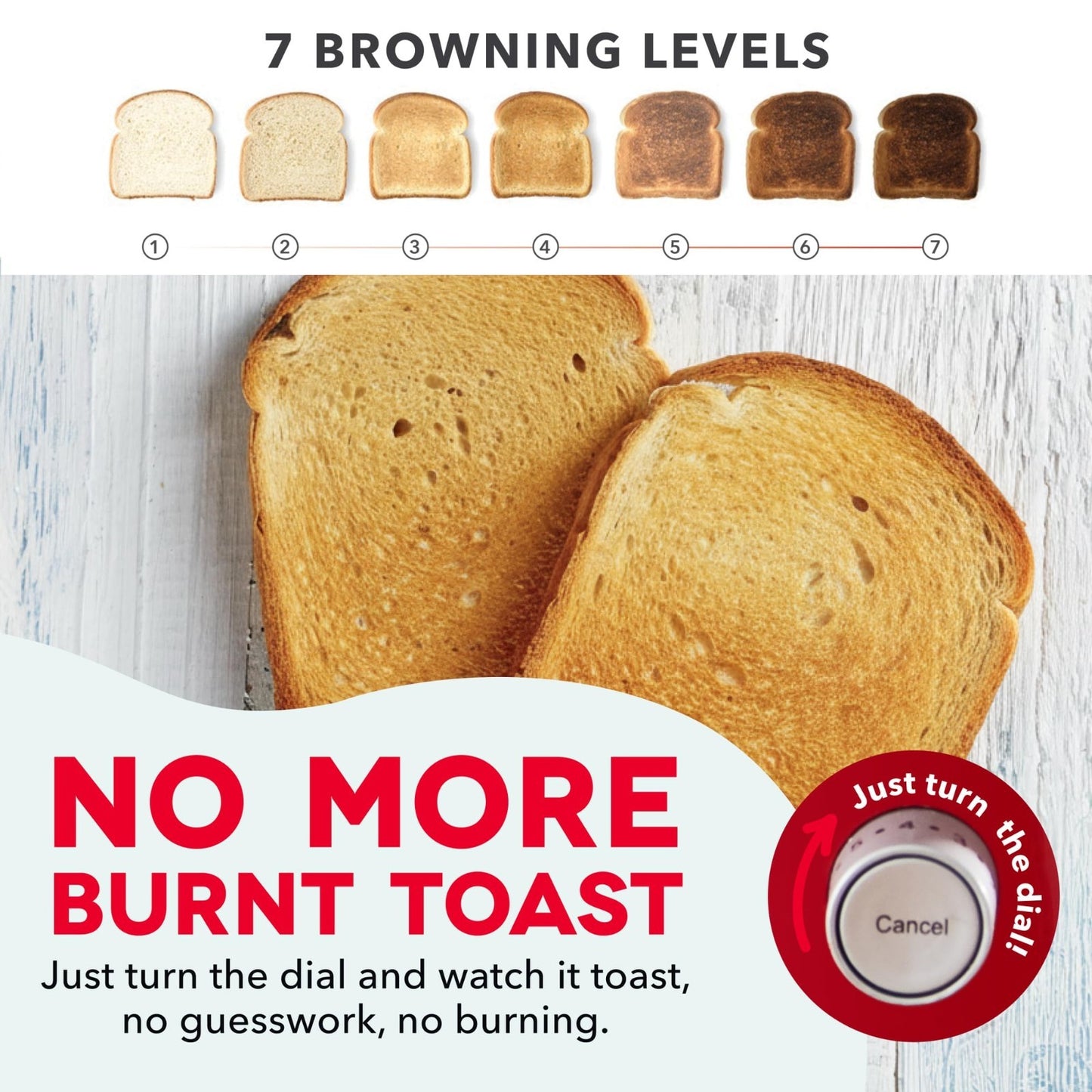 Clear View Toaster 2 Slice with Long Slot, See-Through Window, 7 Browning Levels3