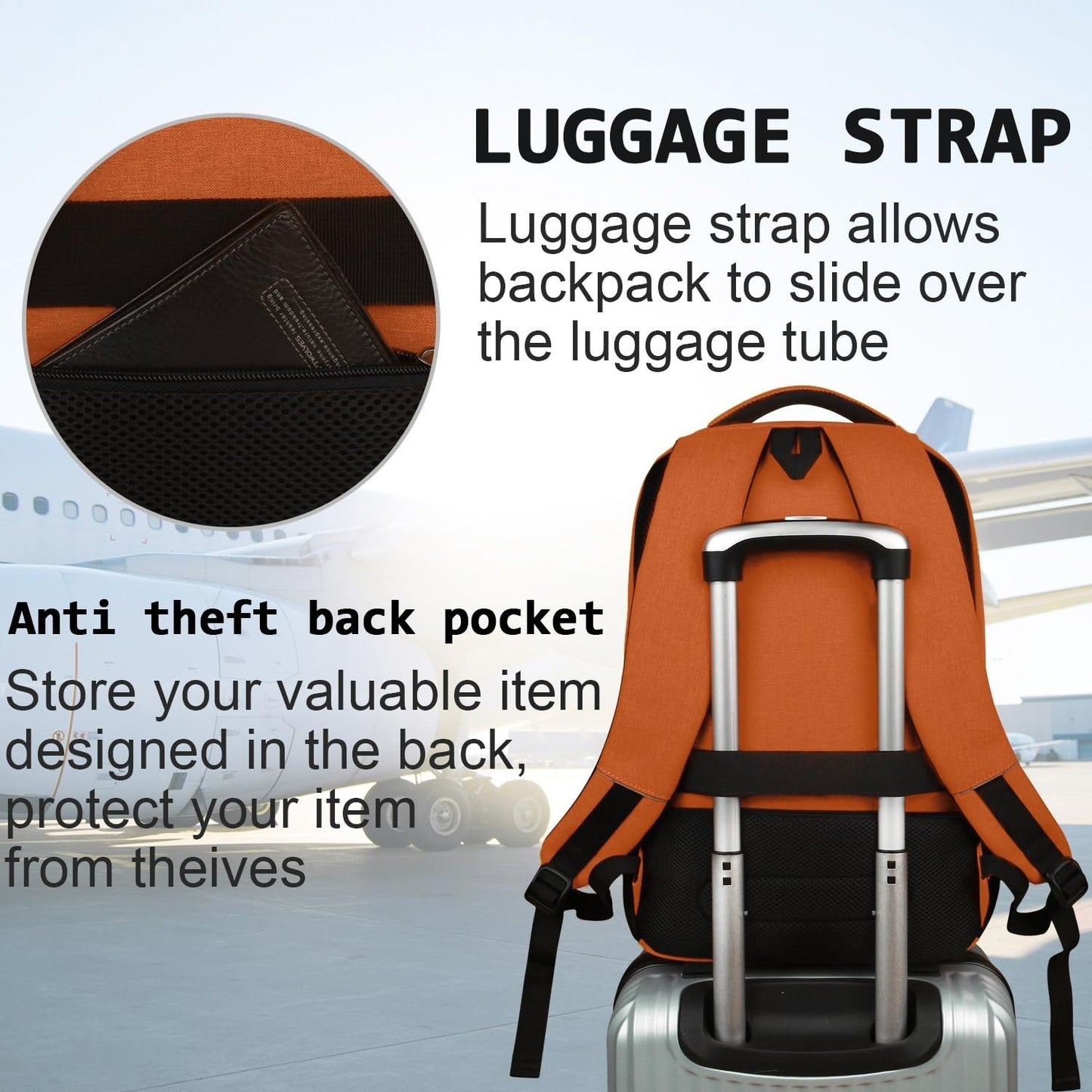 Slim Anti Theft Laptop Backpack for Business Travel & College   Waterproof Desig5