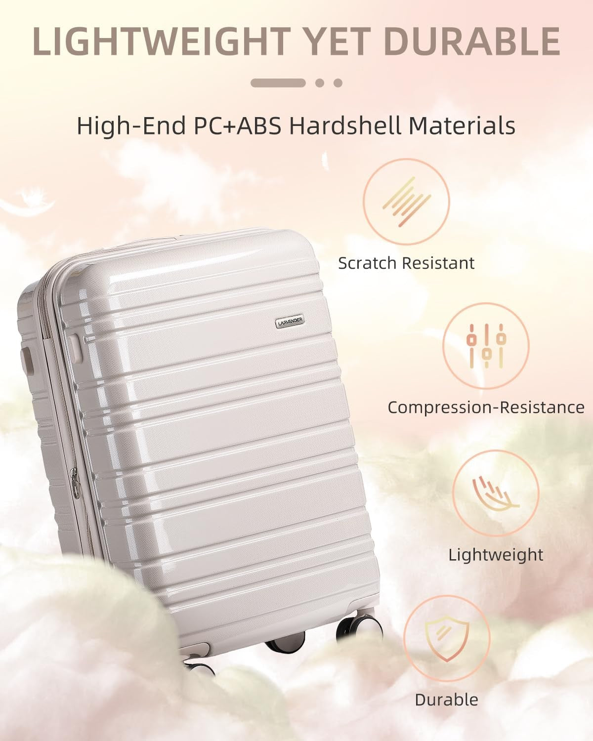3-Piece Carry-On Luggage Set, 20" Hardshell Suitcase, Lightweight, TSA Lock, Duf3
