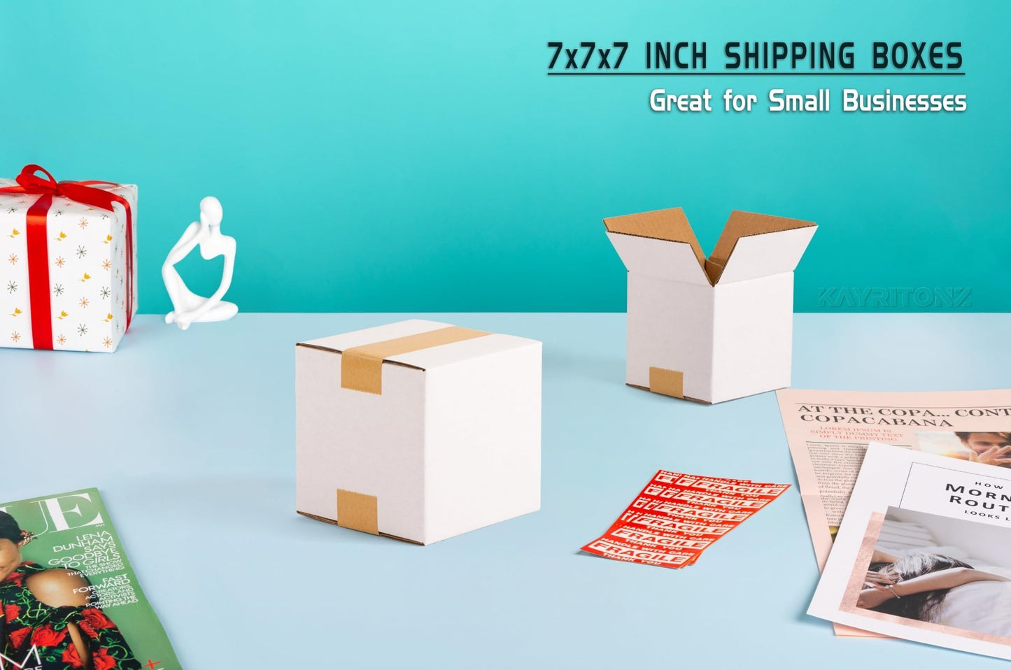 25 Pack Small 7x7x7 Inch White Shipping Boxes | Corrugated Cardboard for Crafts,2
