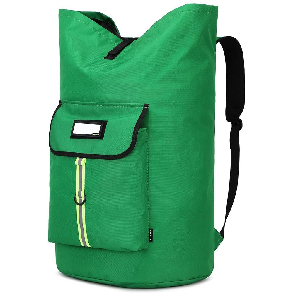 Extra-Large Heavy Duty Laundry Backpack Bag with Drawstring Closure - Grass Gree1