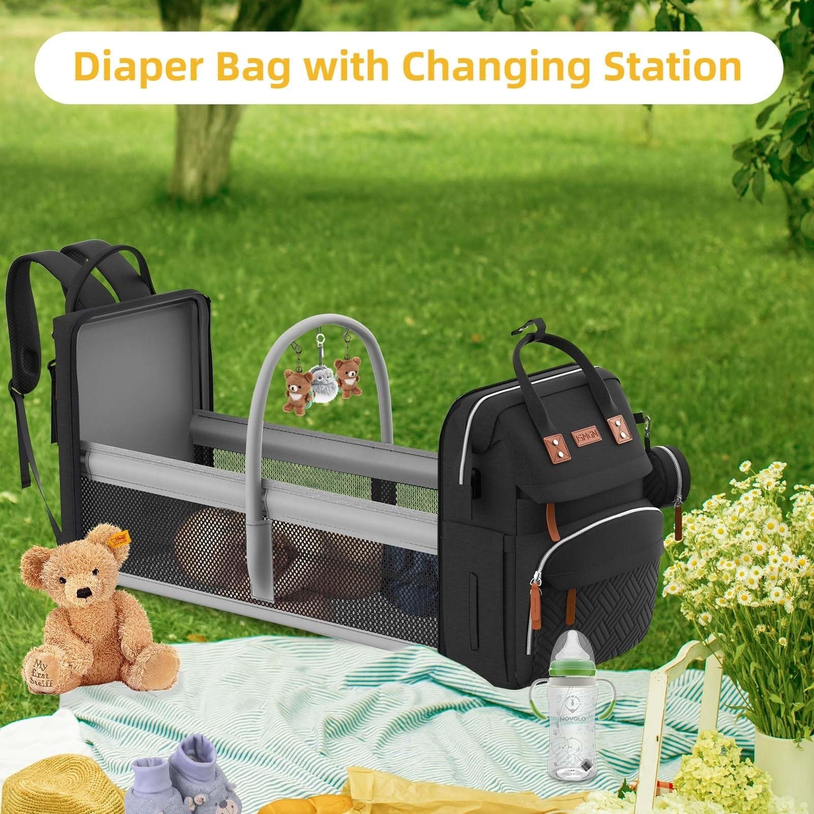 Diaper Bag Backpack with Changing Station, Baby Travel Bag for Boys, Black4