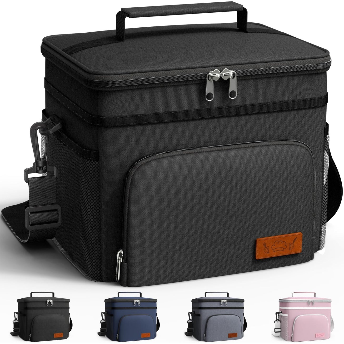 Insulated Lunch Box Cooler Bag   Leak Proof, 9L, 4 Pockets, Adjustable Strap   I0