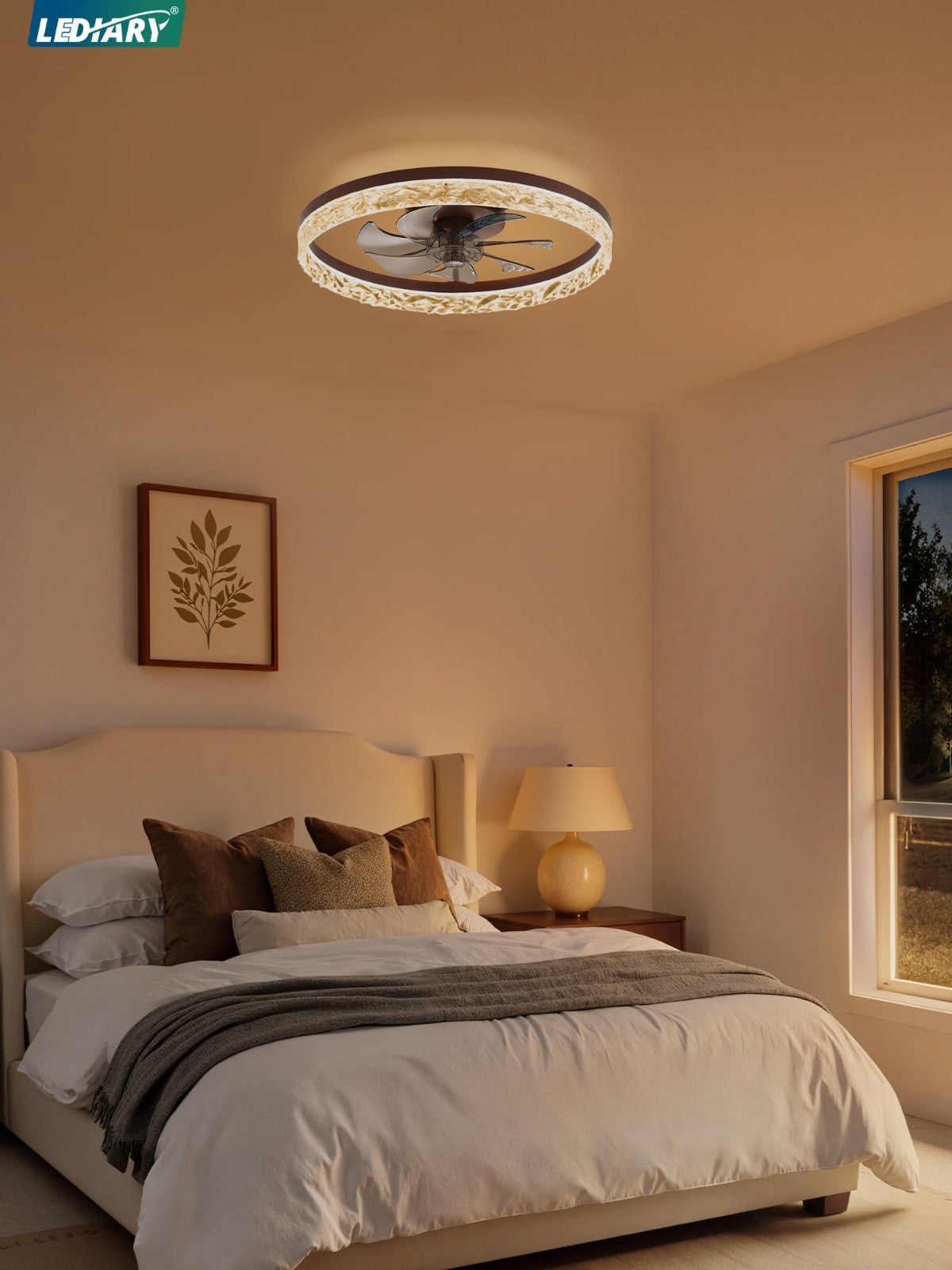 20" Modern LED Ceiling Fan with Lights, Remote, Dimmable, 6 Speeds, Flush Mount7