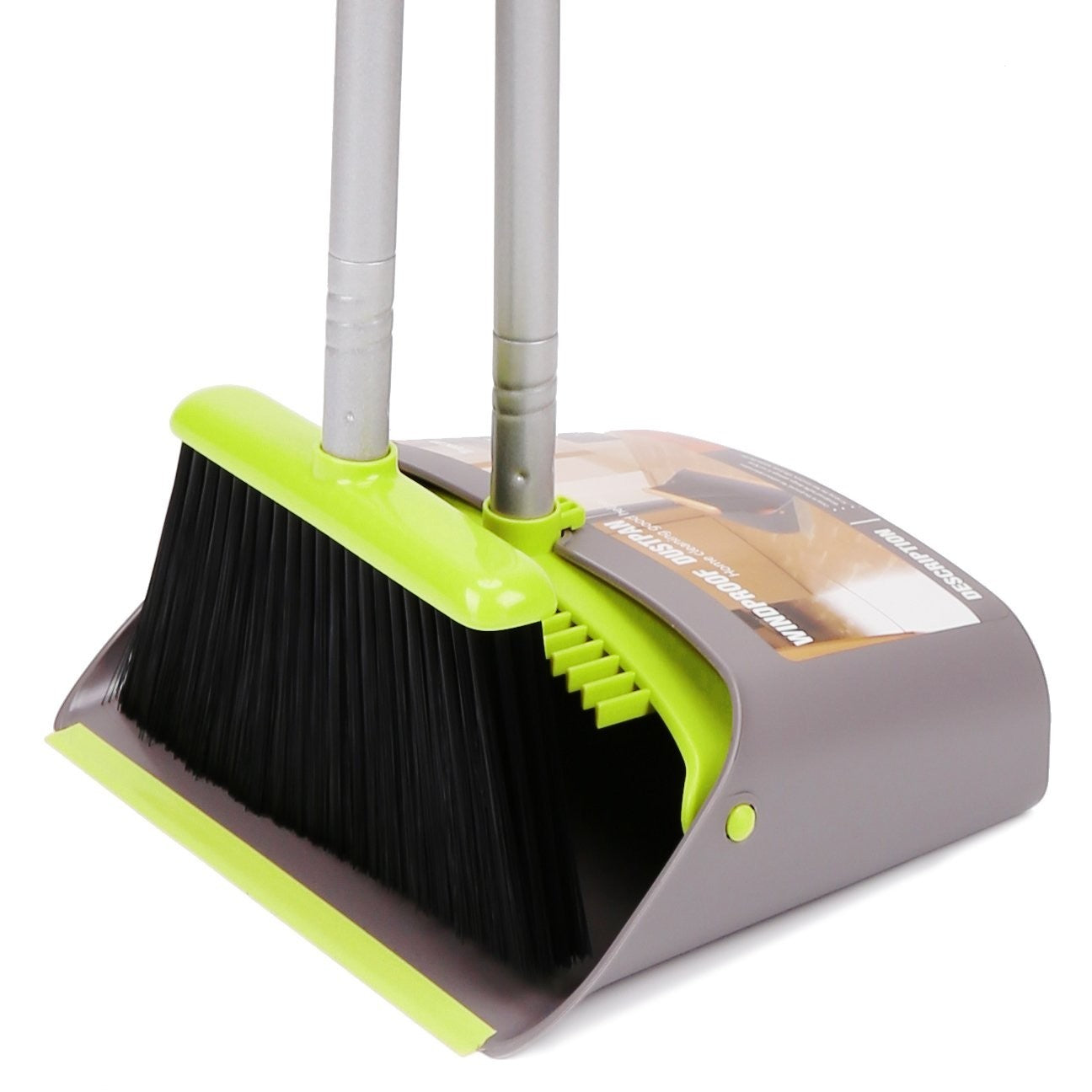 Broom and Dustpan Set with Long Handle - Upright Combo for Home & Office Cleanin1