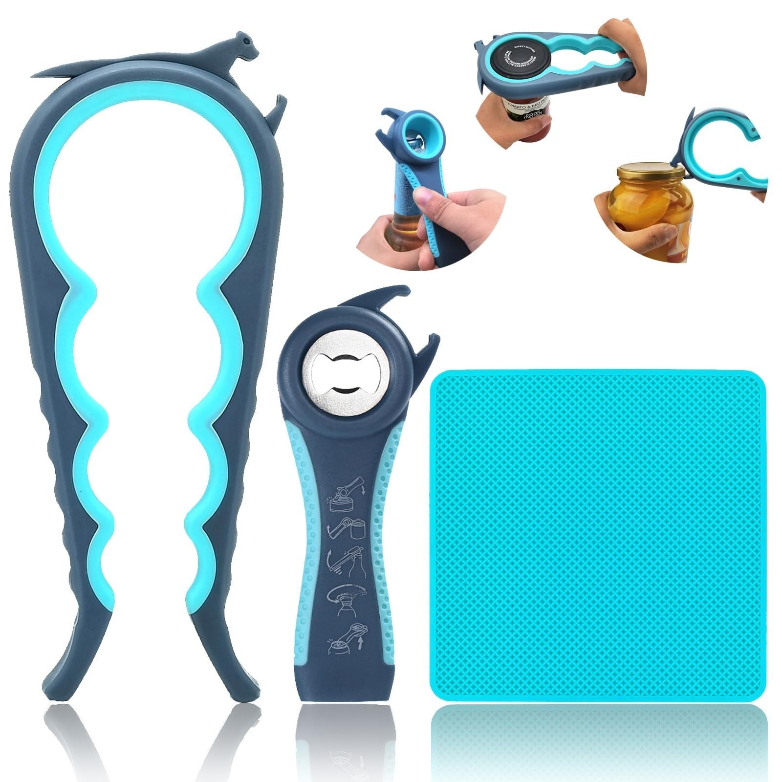 5 in 1 Jar Opener for Seniors & Arthritis   Adjustable Lid & Bottle Opener, Non 1