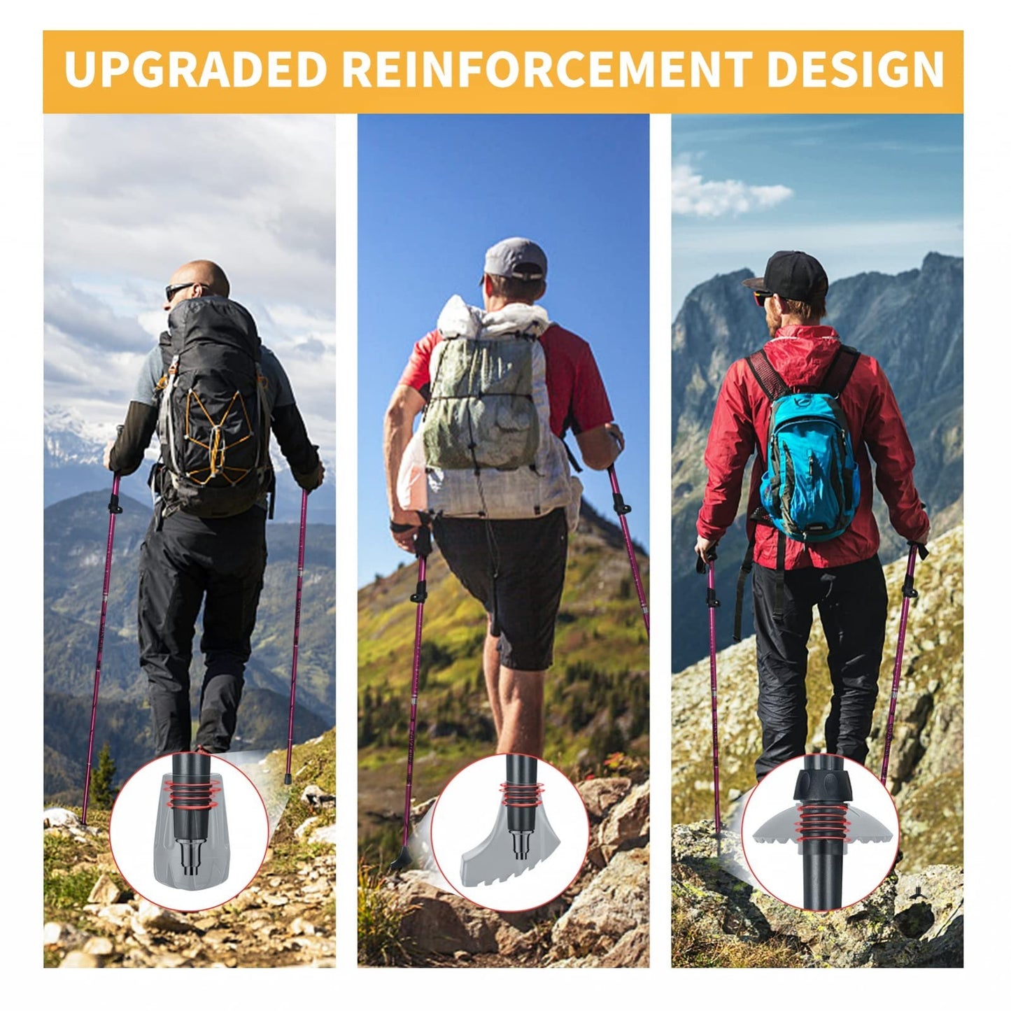 Collapsible Trekking Poles - Lightweight Aluminum Walking Sticks for Hiking, Cam6