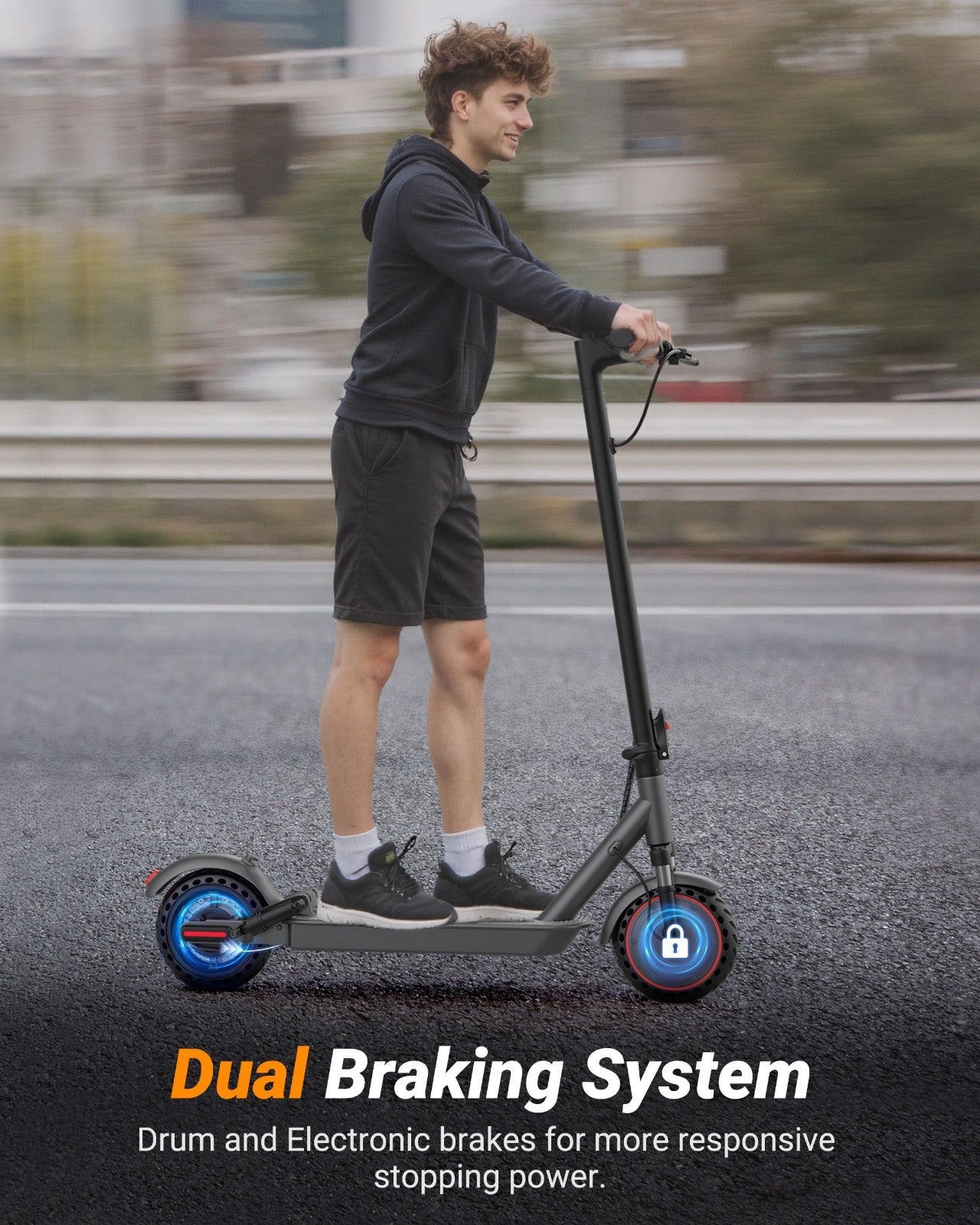 Powerful Electric Scooter 350W-500W, 9-22 MPH, 10-41 Mile Range, Dual Suspension7