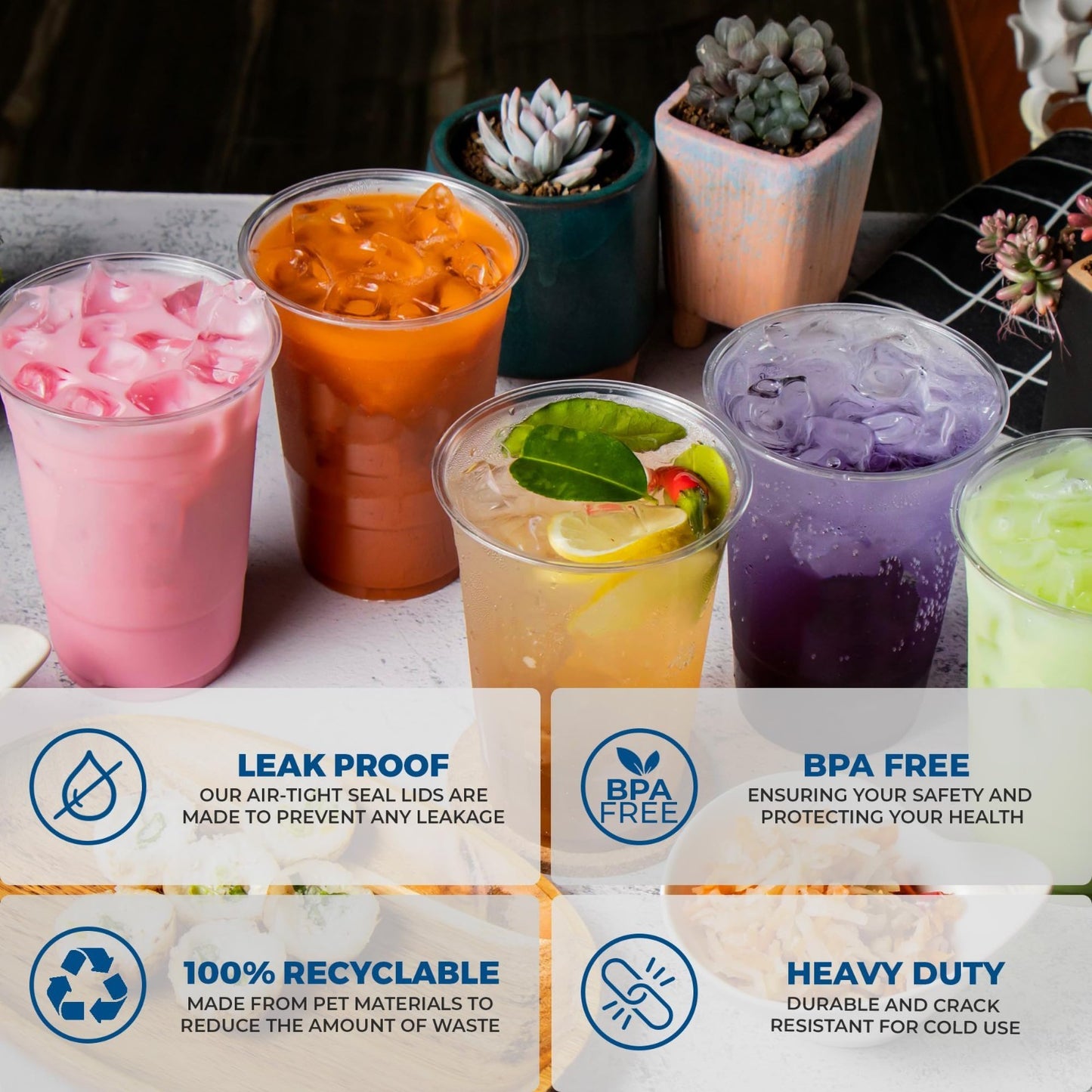 Clear Plastic Cups with Flat Lids & Straws - 100 Pack, 16 oz Disposable for Iced5