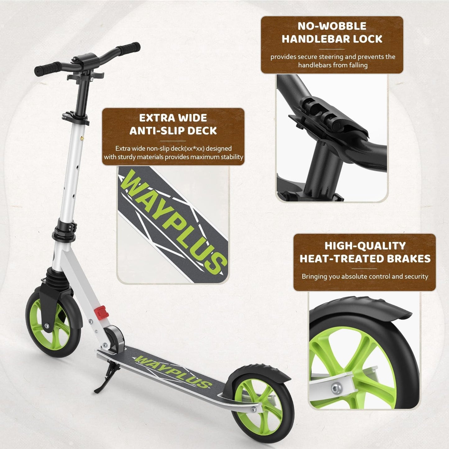 Kick Scooter for Kids, Teens & Adults - 8" Big Wheels, 240lb Weight Capacity5