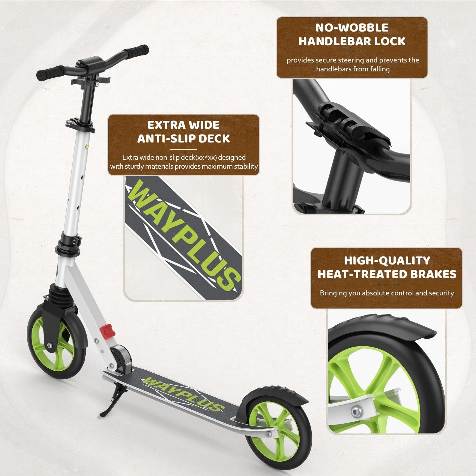 Kick Scooter for Kids, Teens & Adults - 8" Big Wheels, 240lb Weight Capacity5