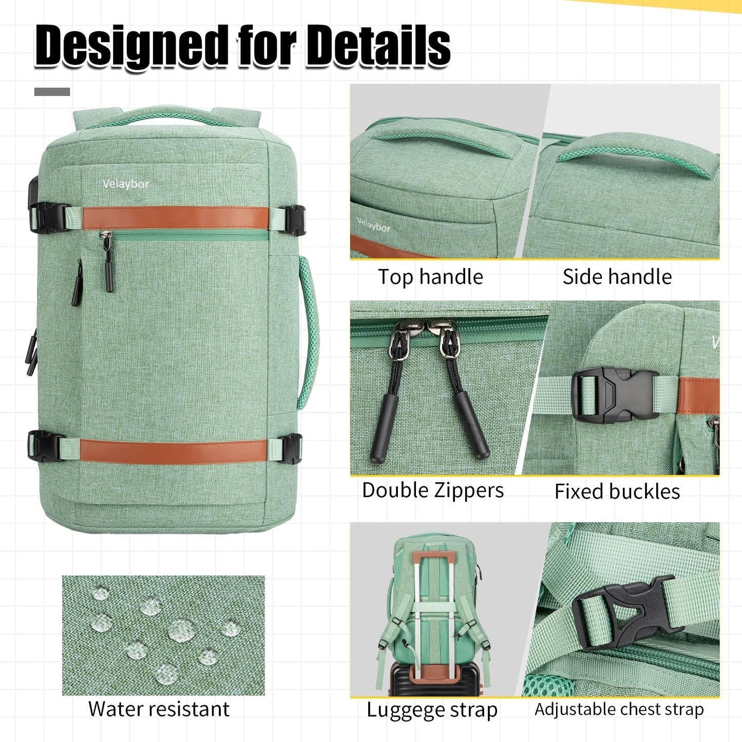 42L Travel Backpack with USB Port, Water-Resistant Carry-On, Fits 17.3" Laptop6