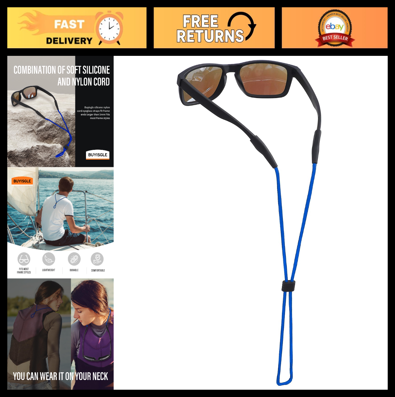 Adjustable Eyeglass Holder Strap - Sunglasses Cords for Men, Women & Kids - Neck0
