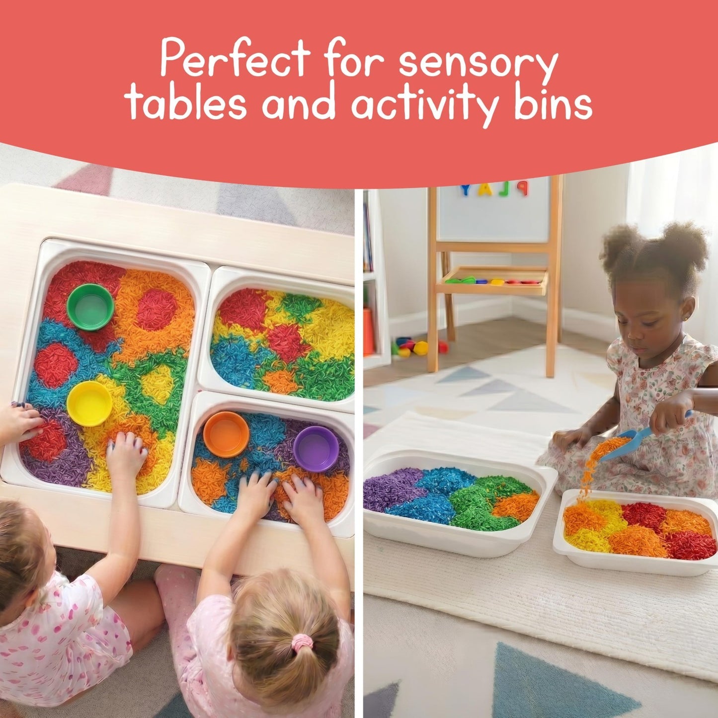 Colorful Sensory Play Rice for Kids - 6 Pack (6 lbs Total) Non-Toxic Bin Fillers5
