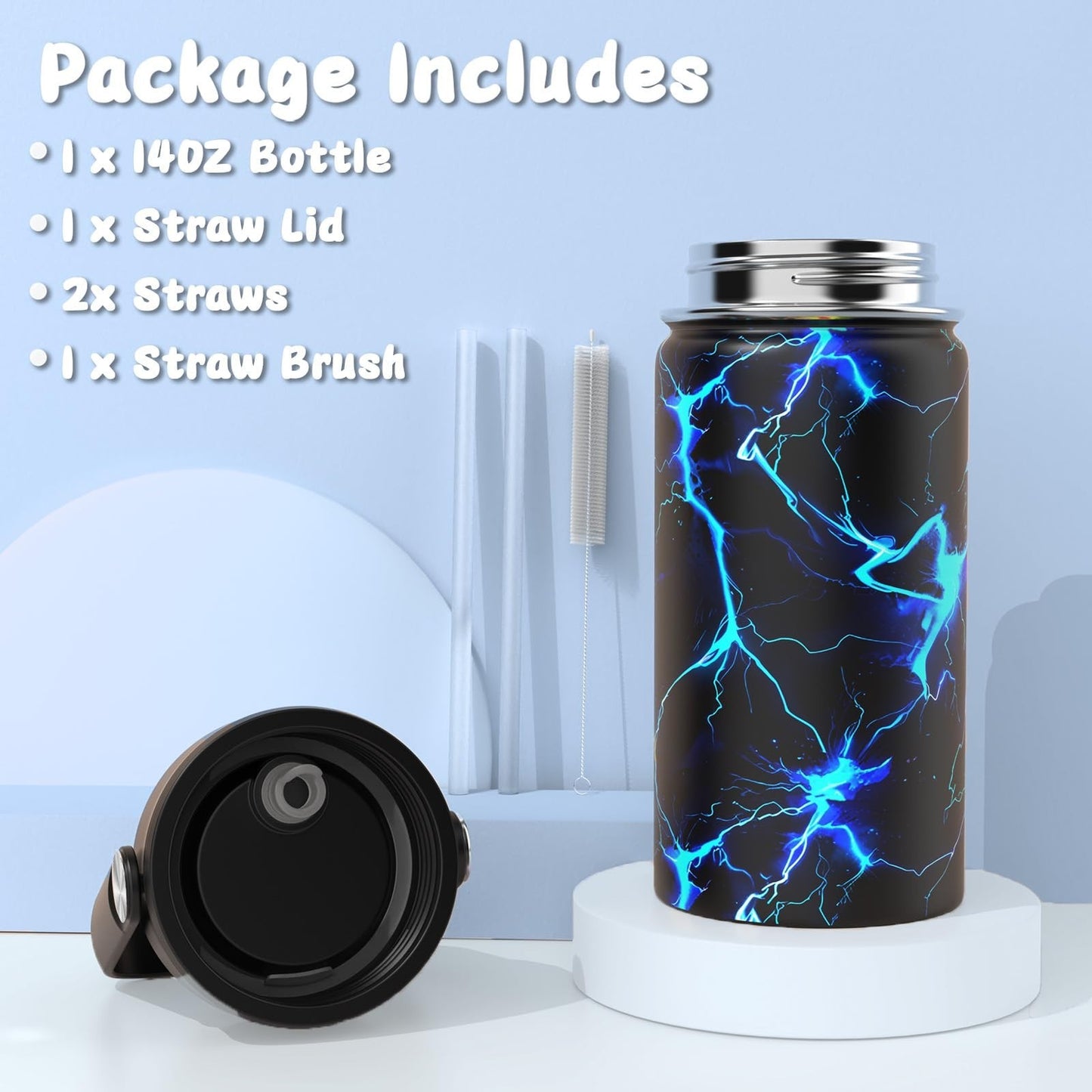 Cool Luminous Gamer Backpack for Boys, 6PCS Set with Insulated Water Bottle, Lun3