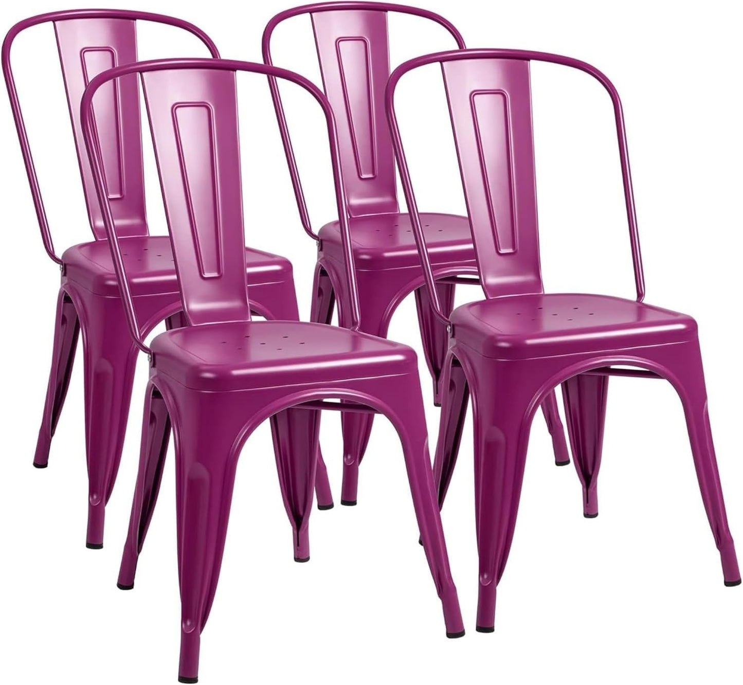 Stackable Metal Dining Chairs Set of 4   Indoor Outdoor Bistro Cafe Side Chairs1